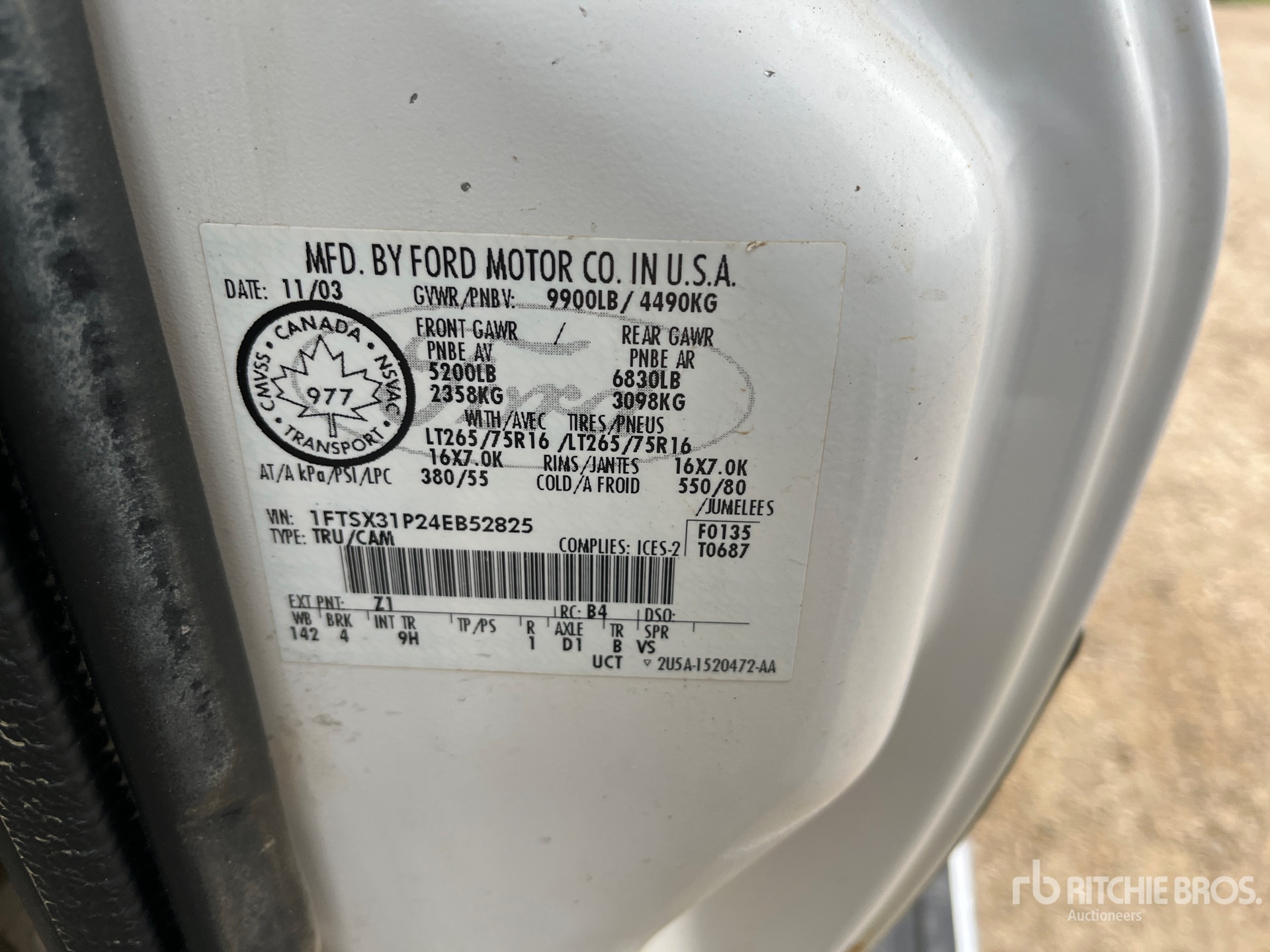 General Appearance with Serial Number / VIN
