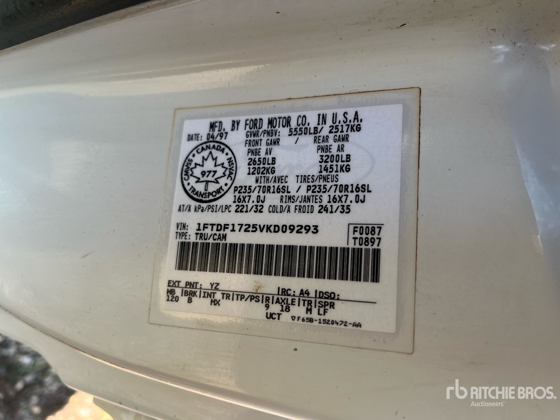 General Appearance with Serial Number / VIN