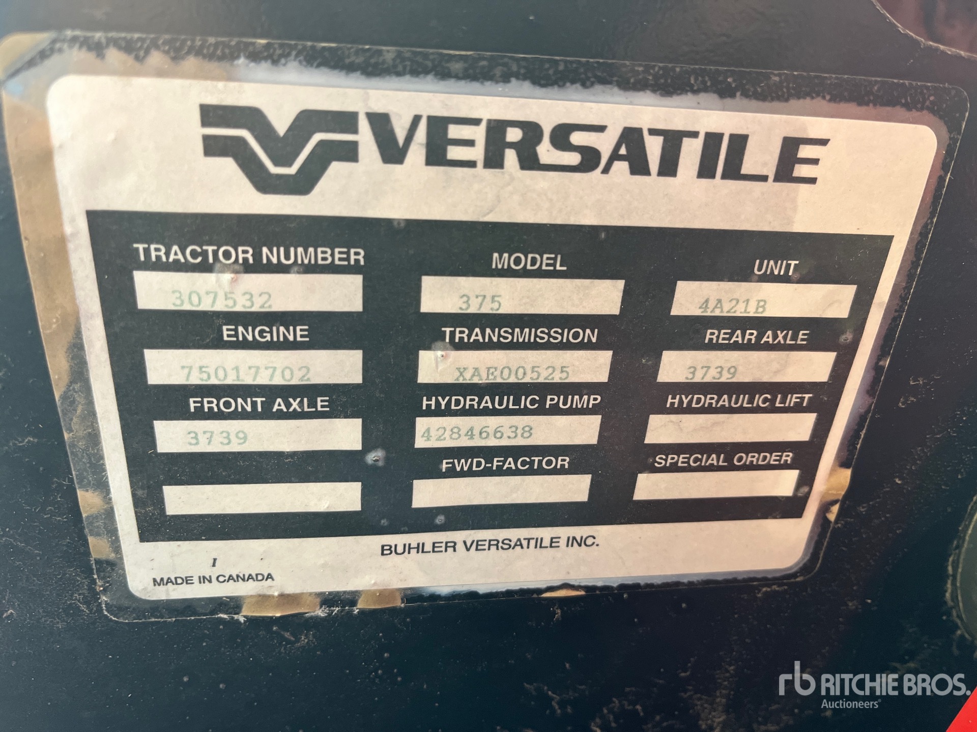 General Appearance with Serial Number / VIN