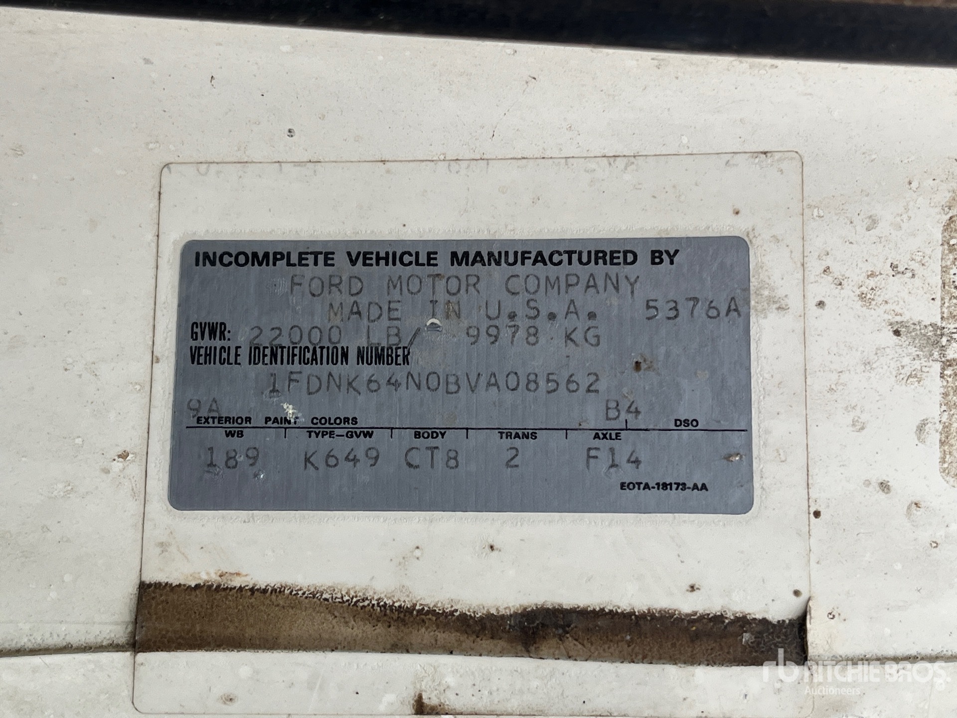 General Appearance with Serial Number / VIN