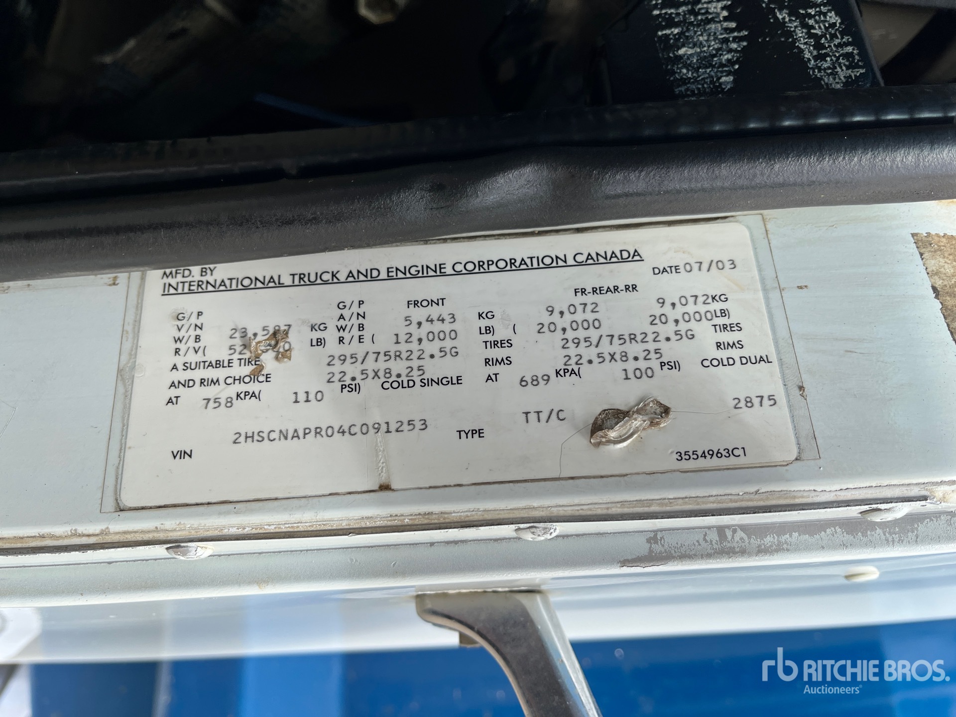 General Appearance with Serial Number / VIN
