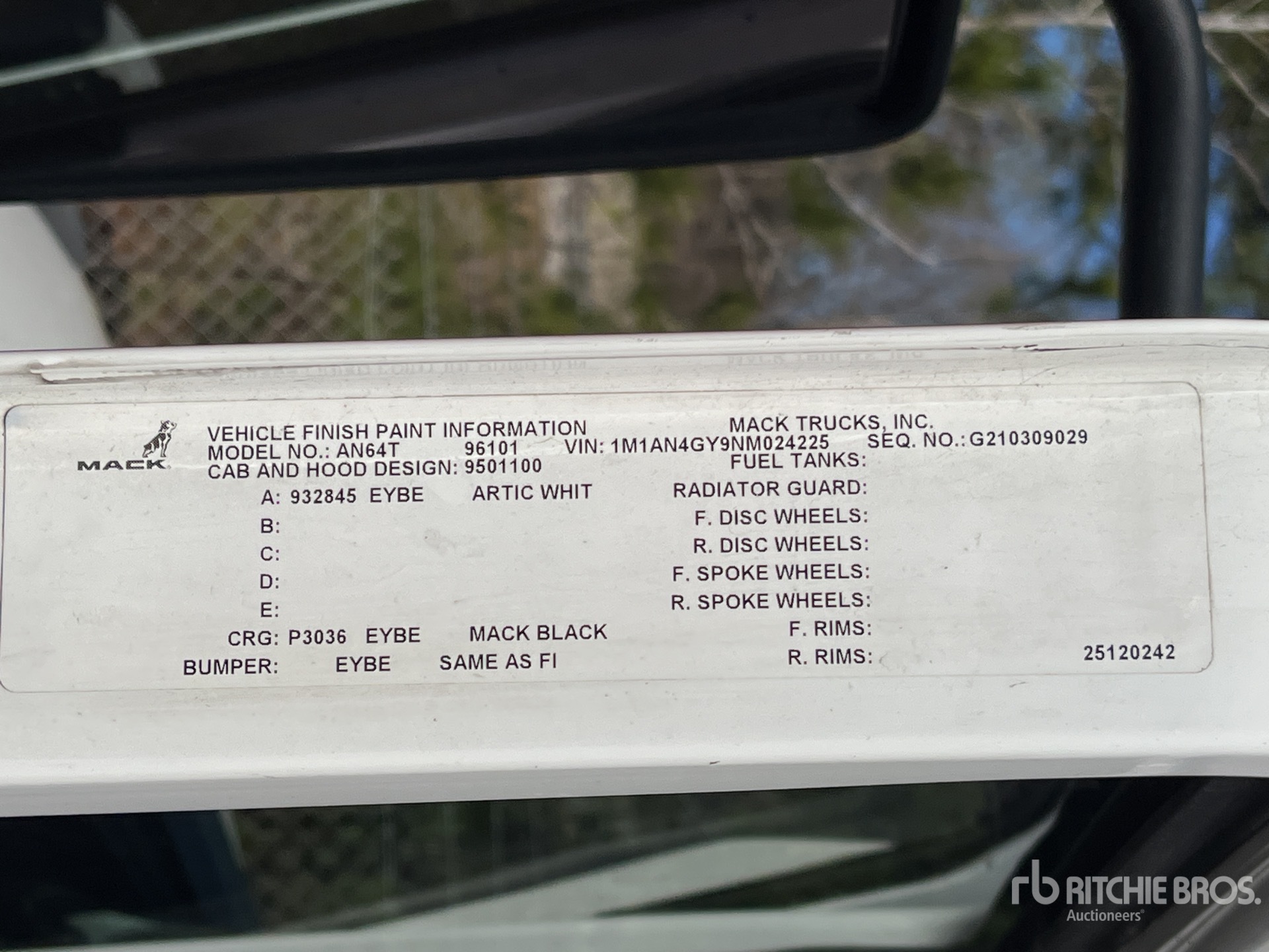 General Appearance with Serial Number / VIN