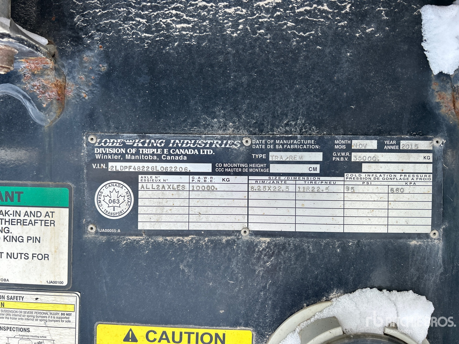 General Appearance with Serial Number / VIN