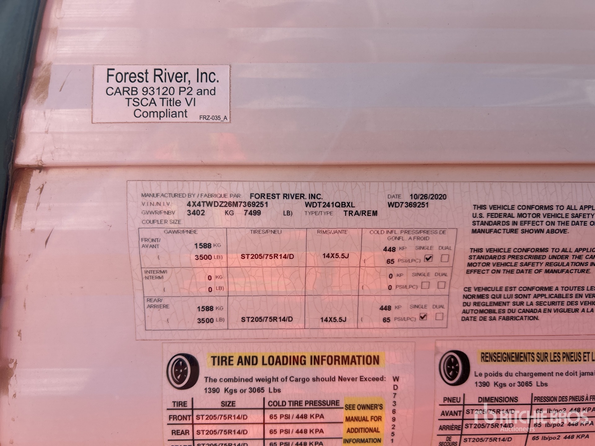 General Appearance with N.º de serie/VIN