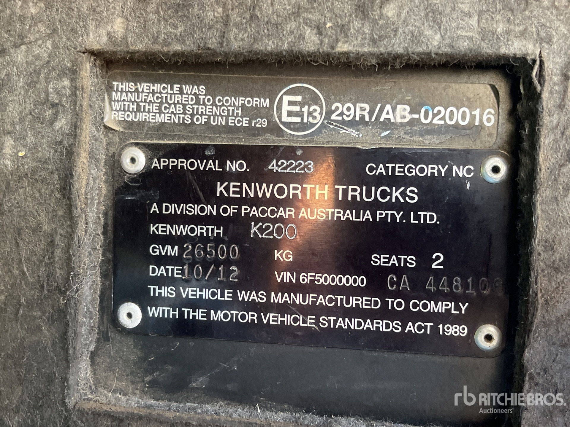 General Appearance with Serial Number / VIN