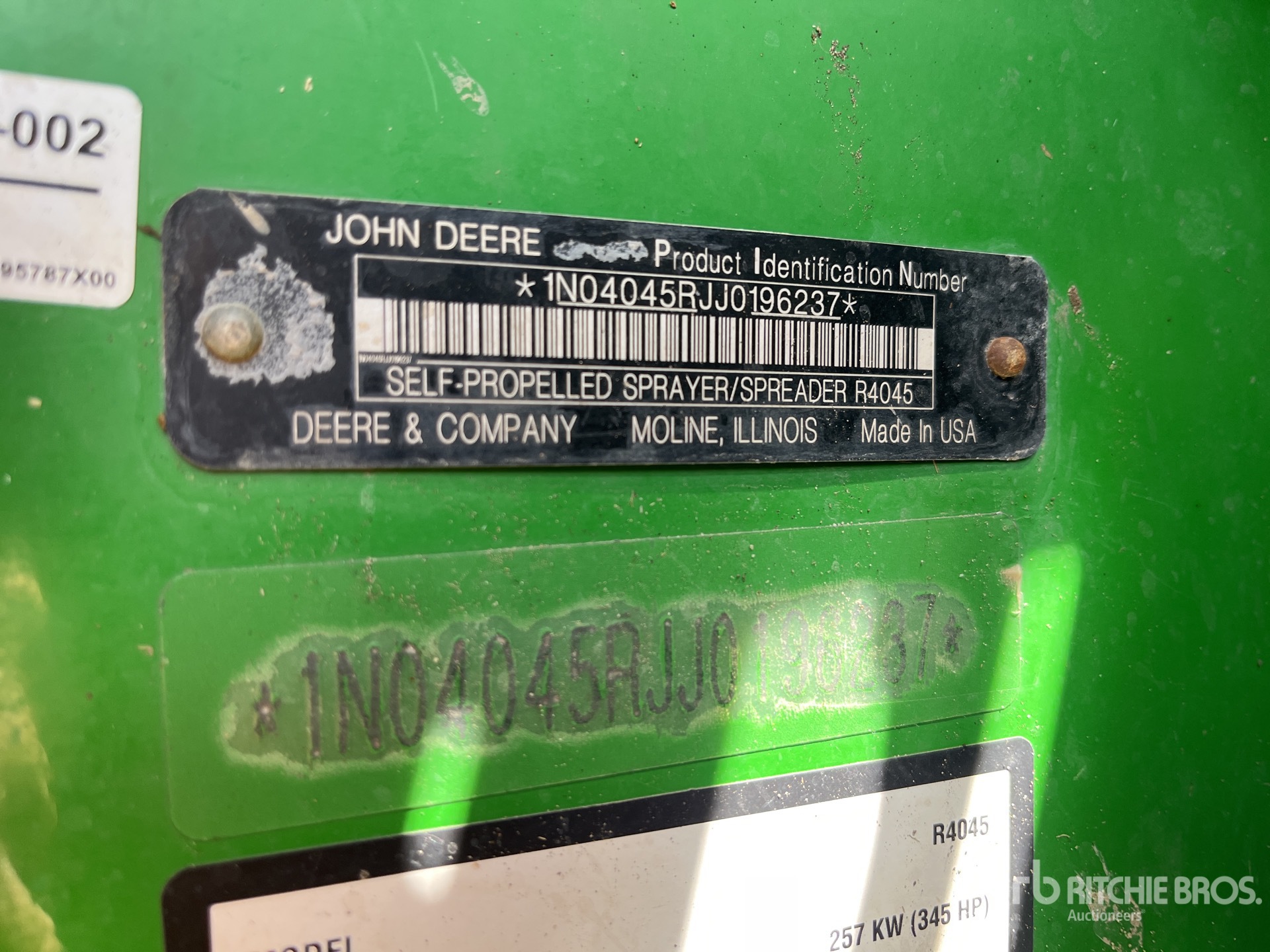 General Appearance with Serial Number / VIN