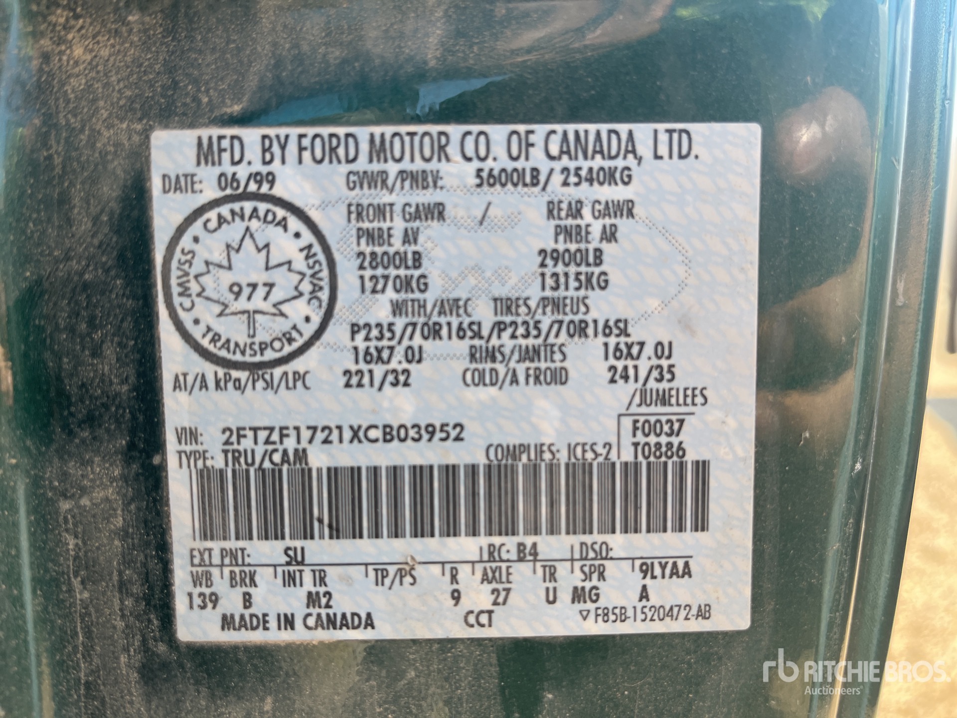 General Appearance with Serial Number / VIN