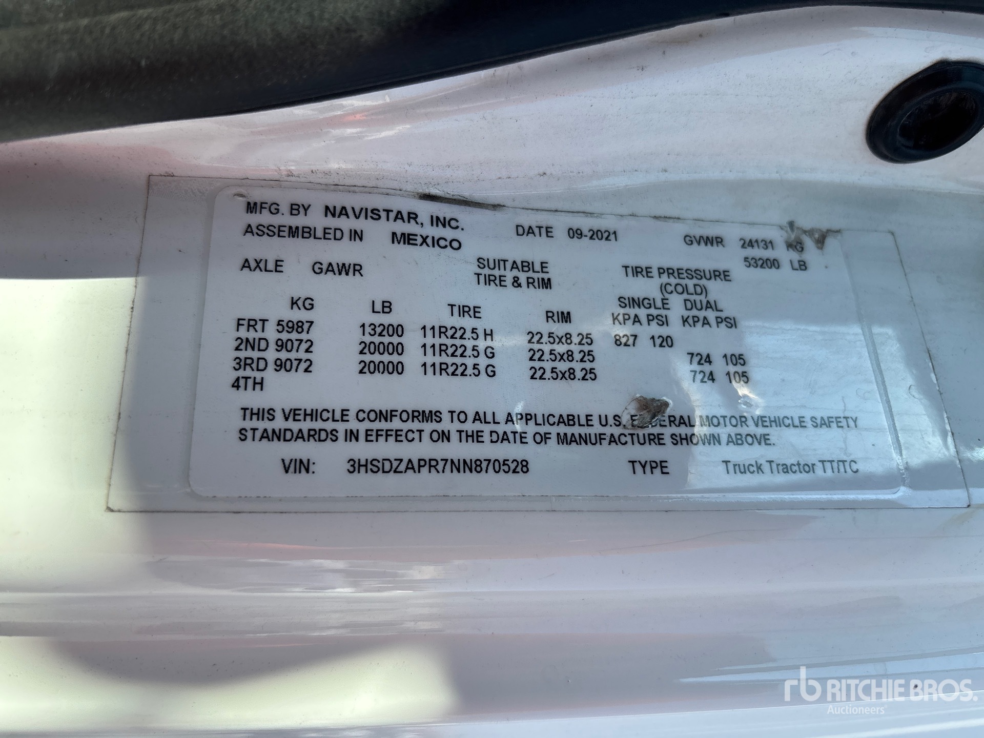 General Appearance with Serial Number / VIN