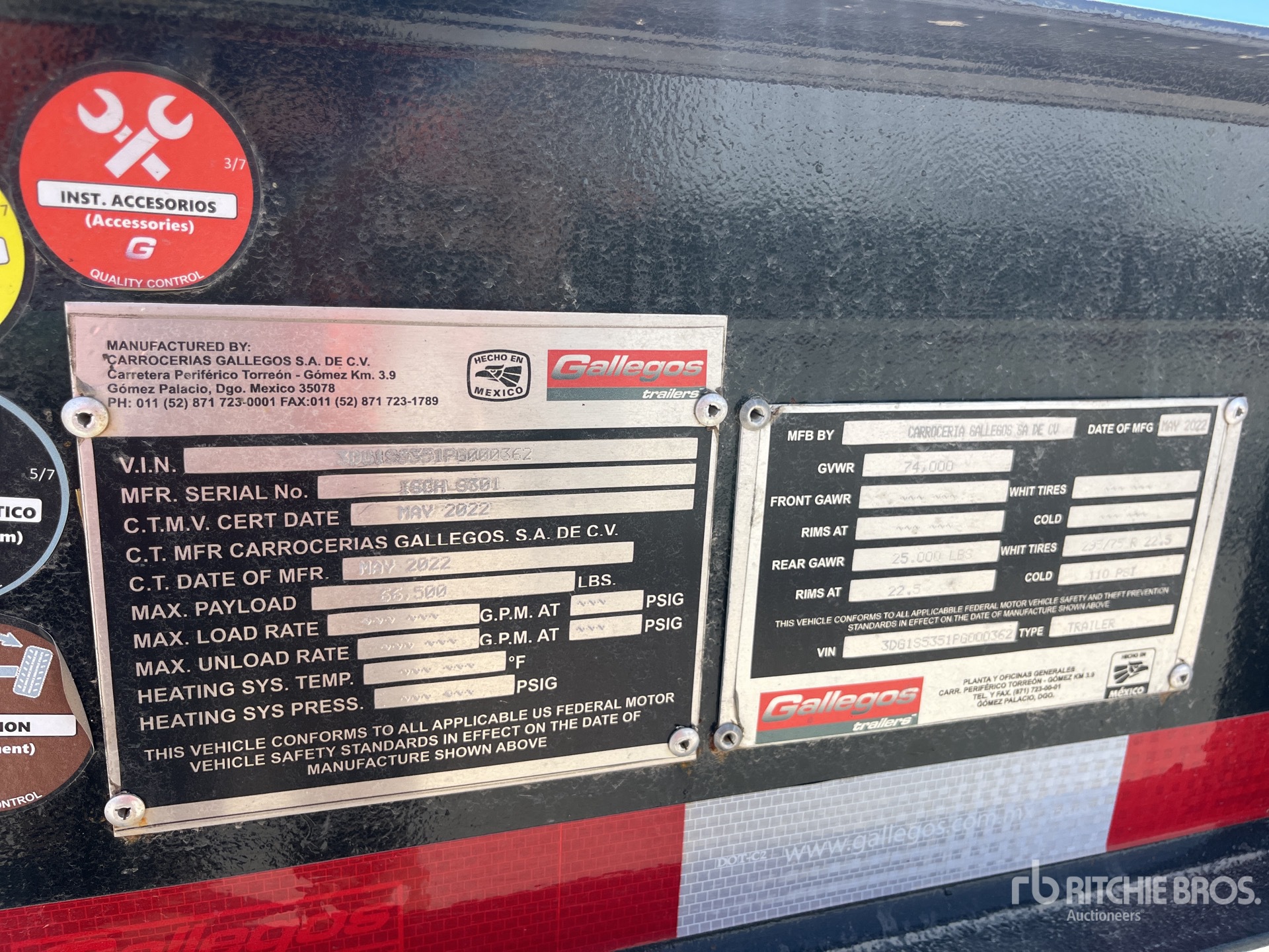 General Appearance with Serial Number / VIN