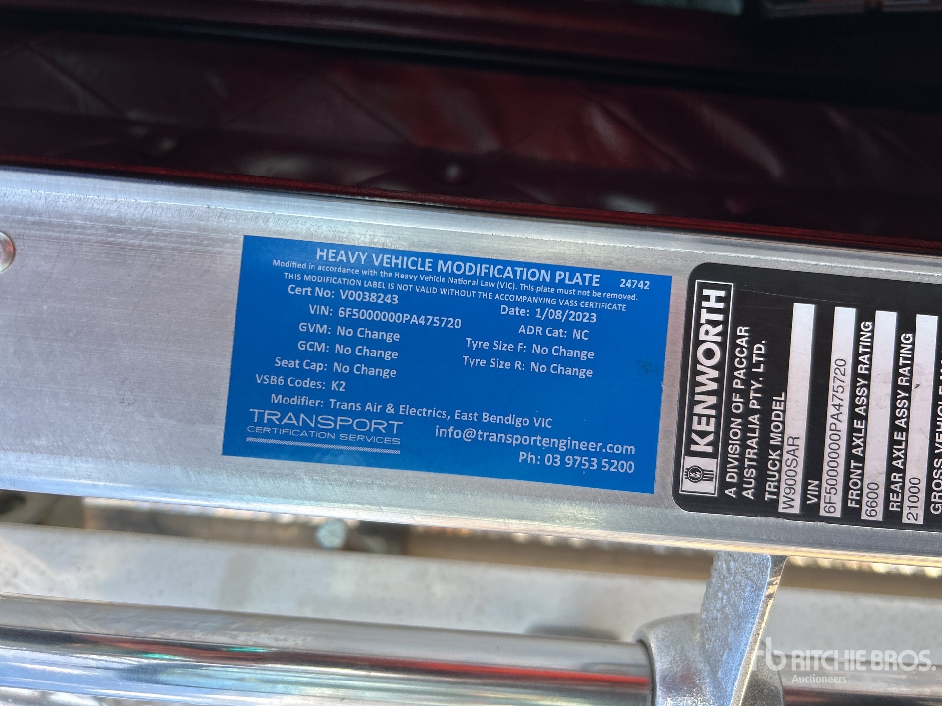 General Appearance with Serial Number / VIN