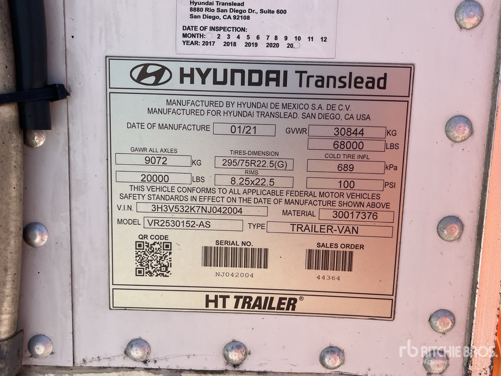 General Appearance with Serial Number / VIN