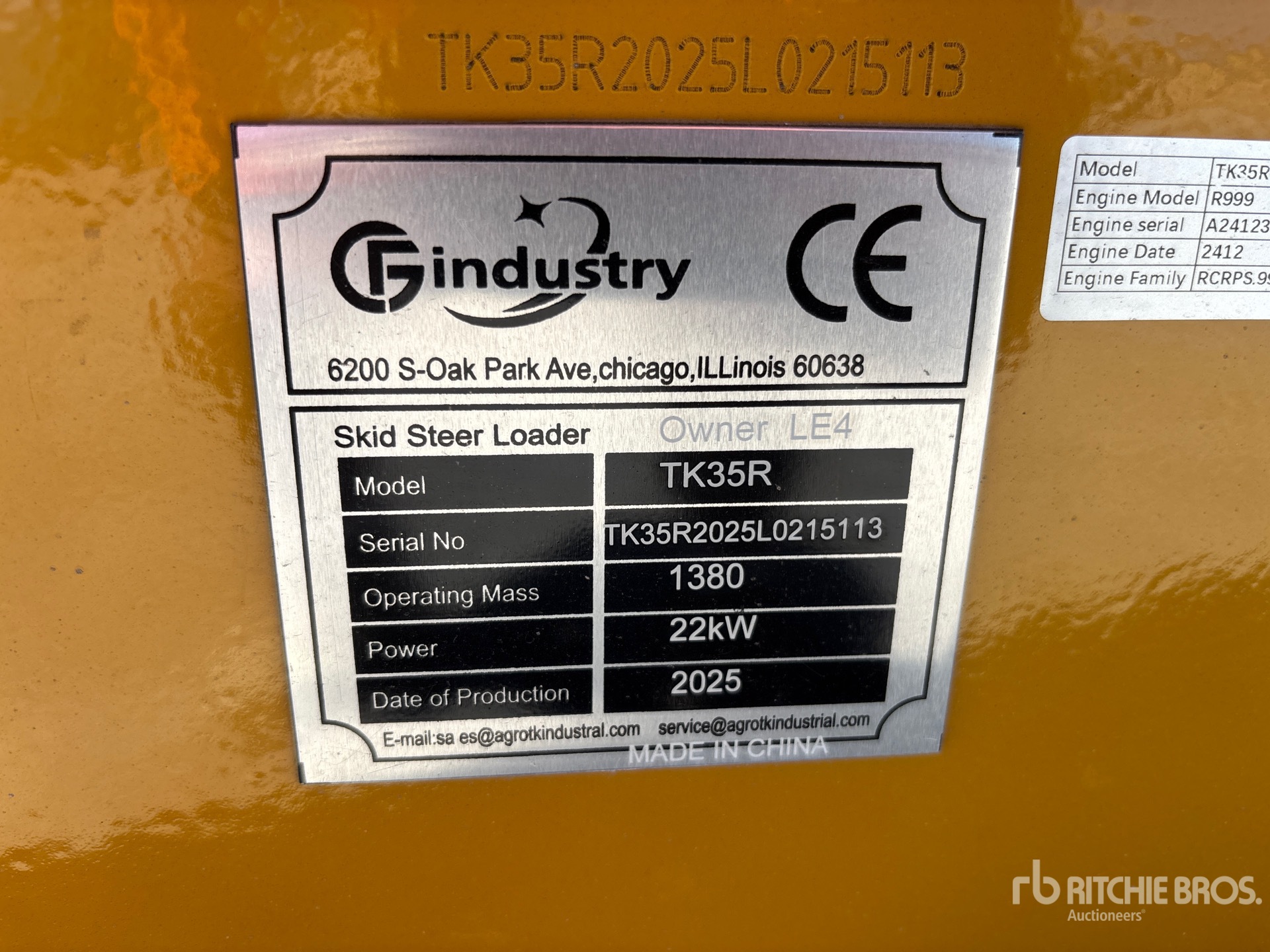 General Appearance with Serial Number / VIN