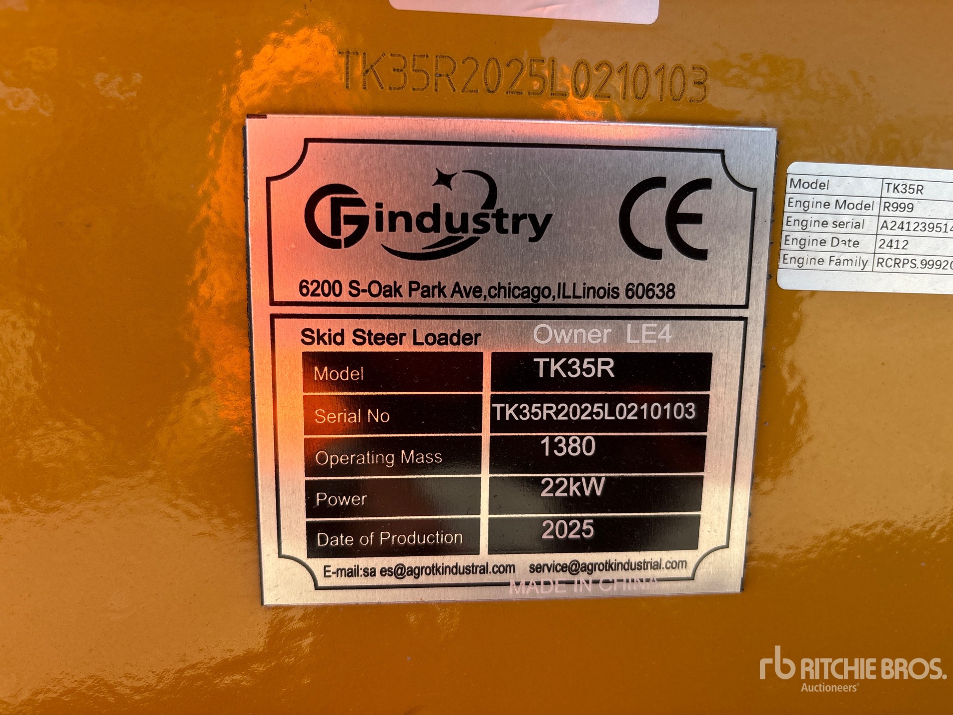 General Appearance with Serial Number / VIN