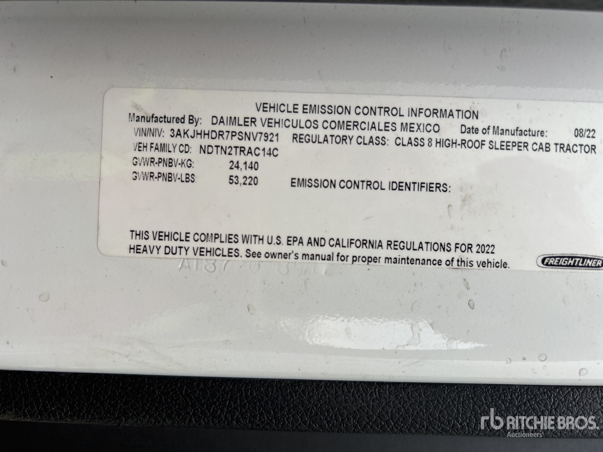 General Appearance with Serial Number / VIN