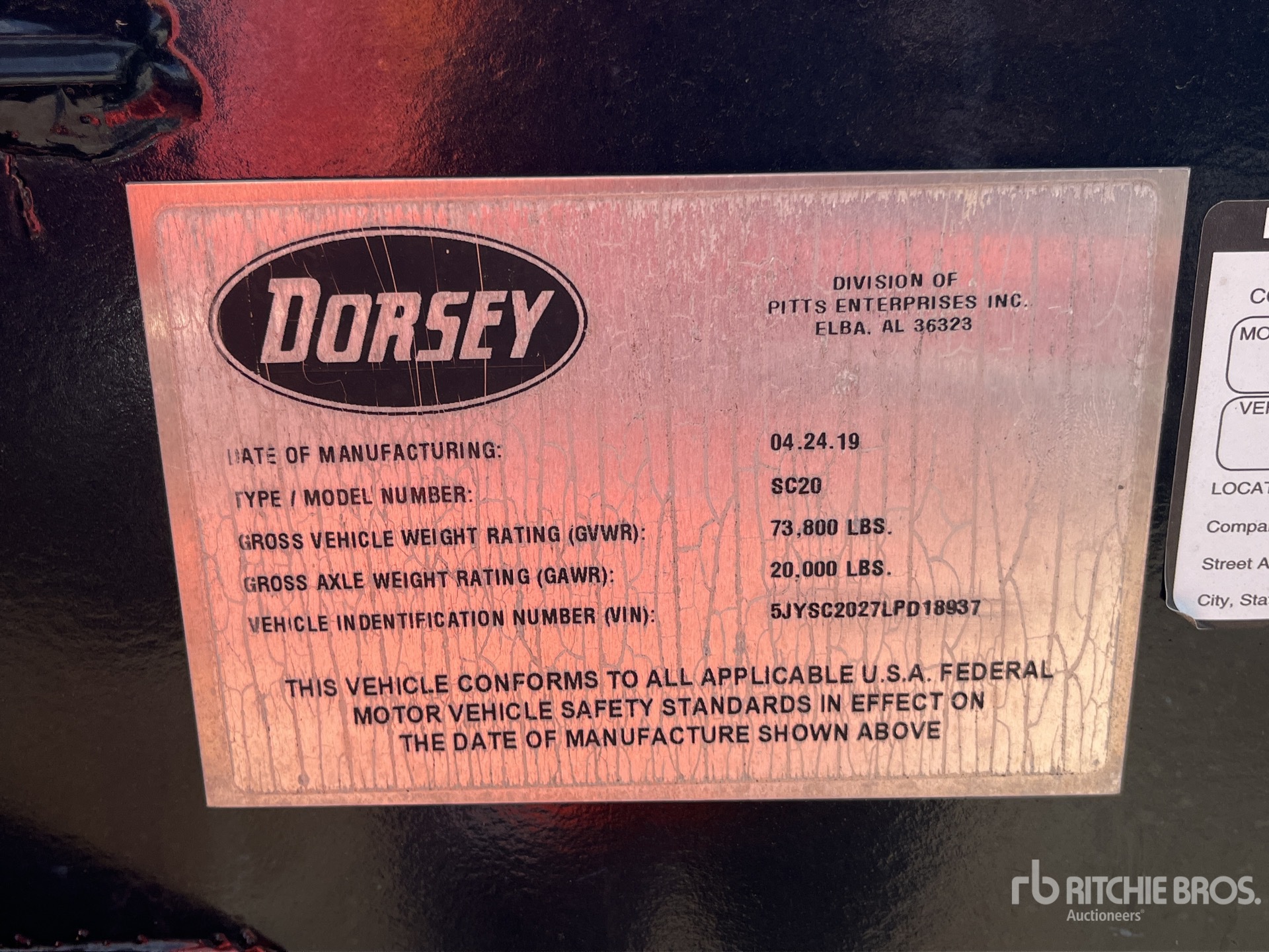 General Appearance with Serial Number / VIN