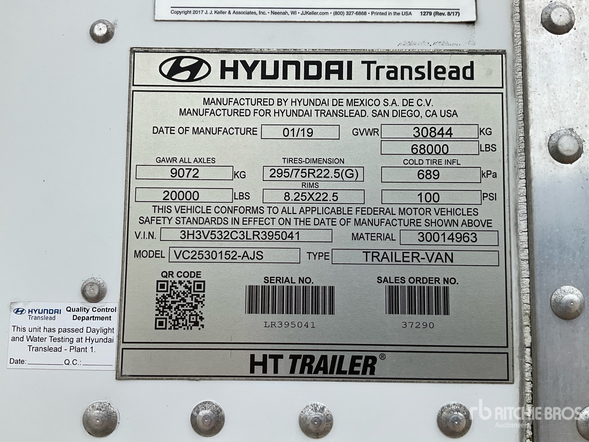 General Appearance with Serial Number / VIN