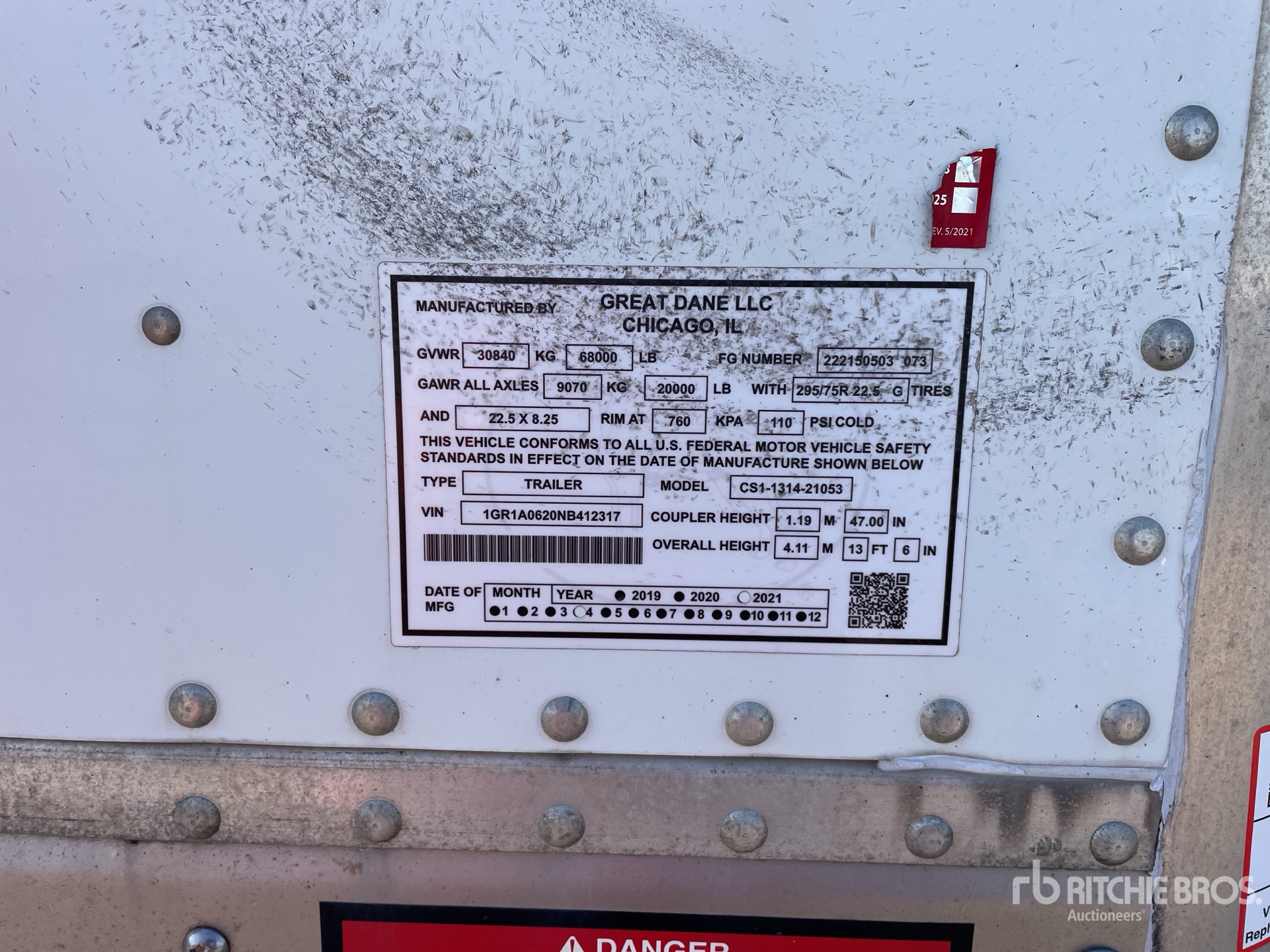 General Appearance with Serial Number / VIN