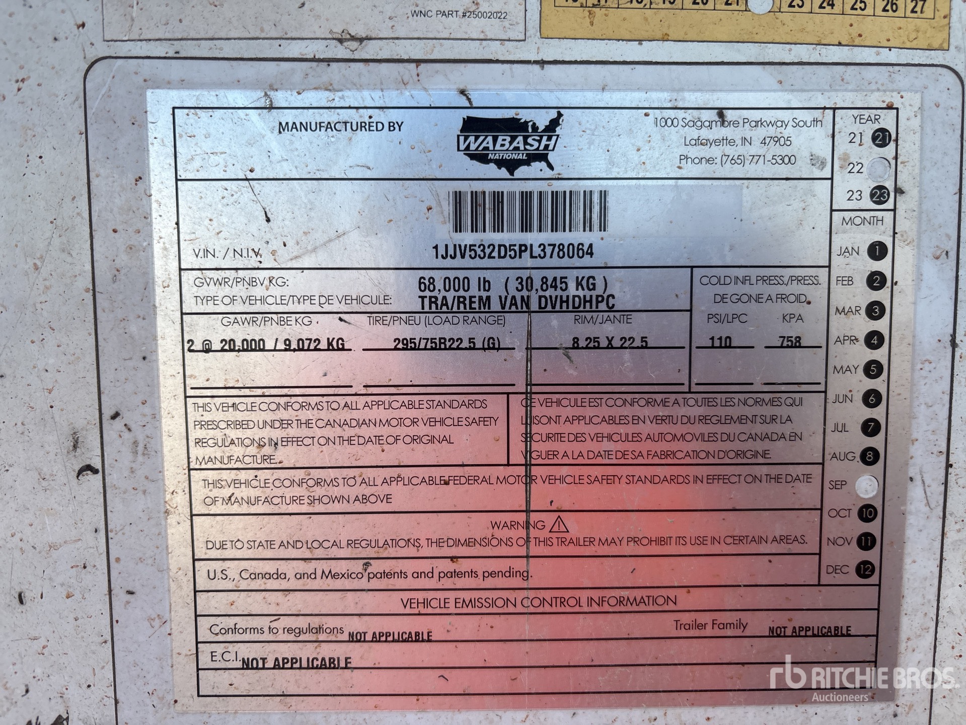 General Appearance with Serial Number / VIN