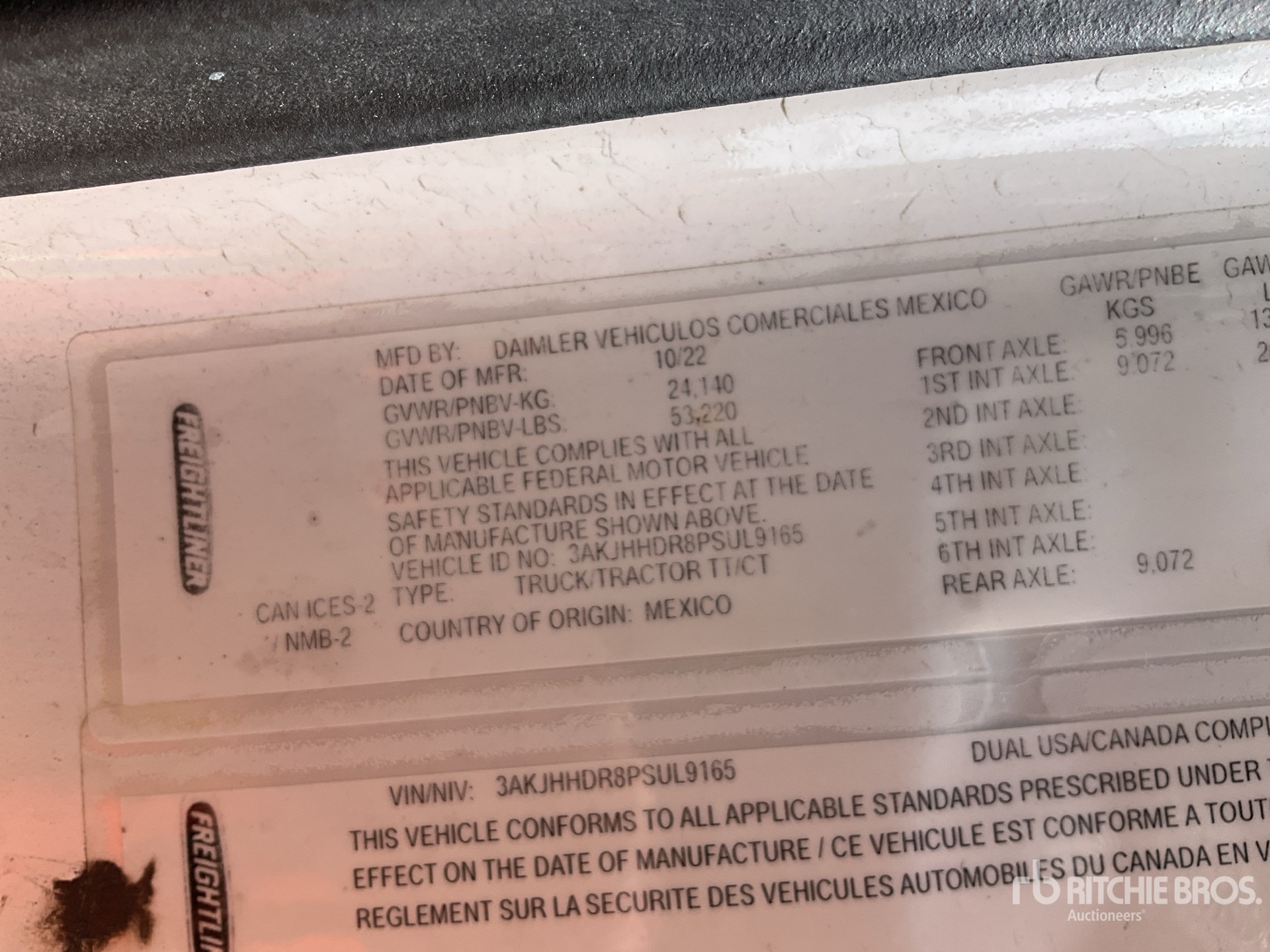 General Appearance with Serial Number / VIN