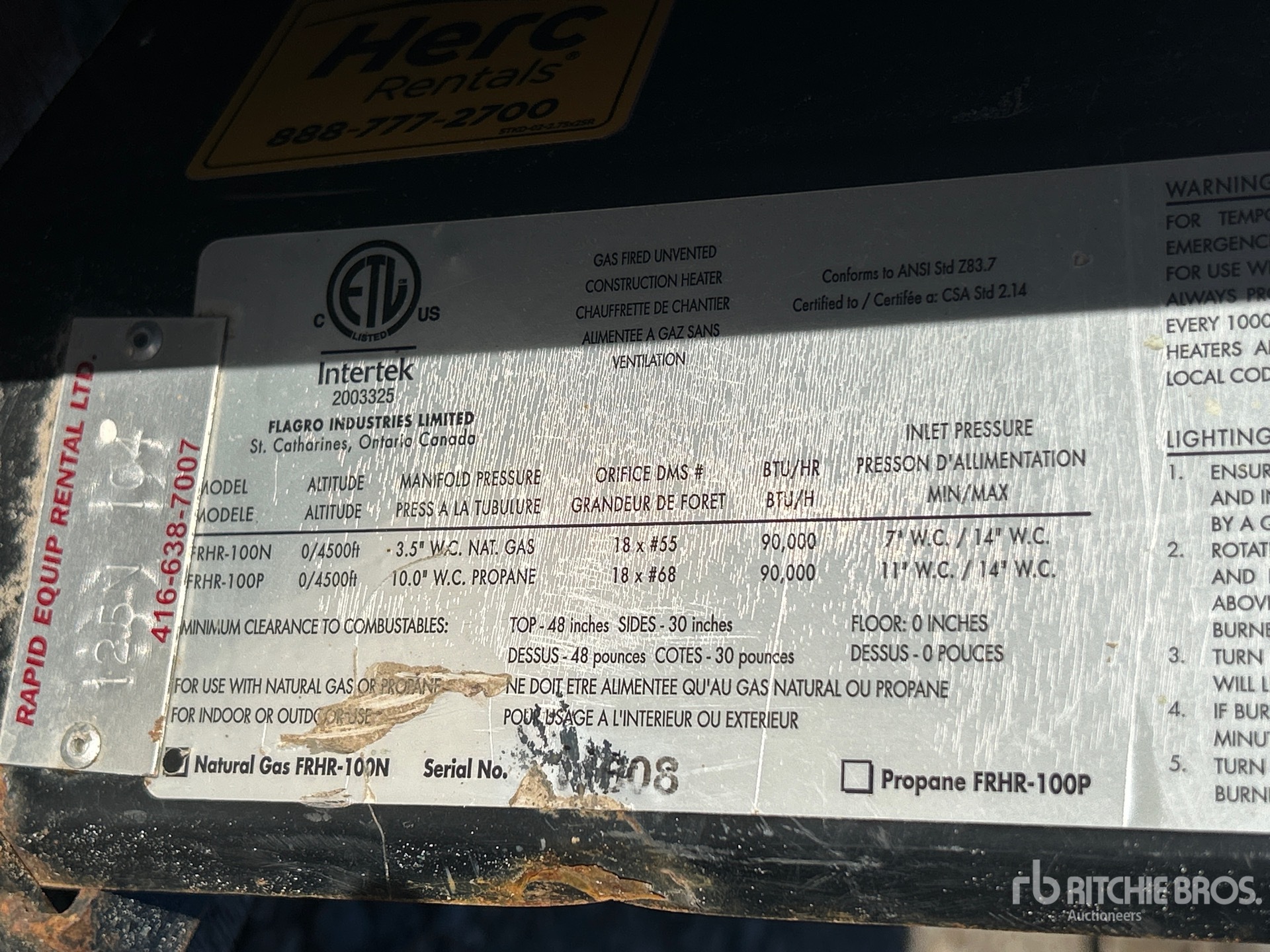 General Appearance with Serial Number / VIN