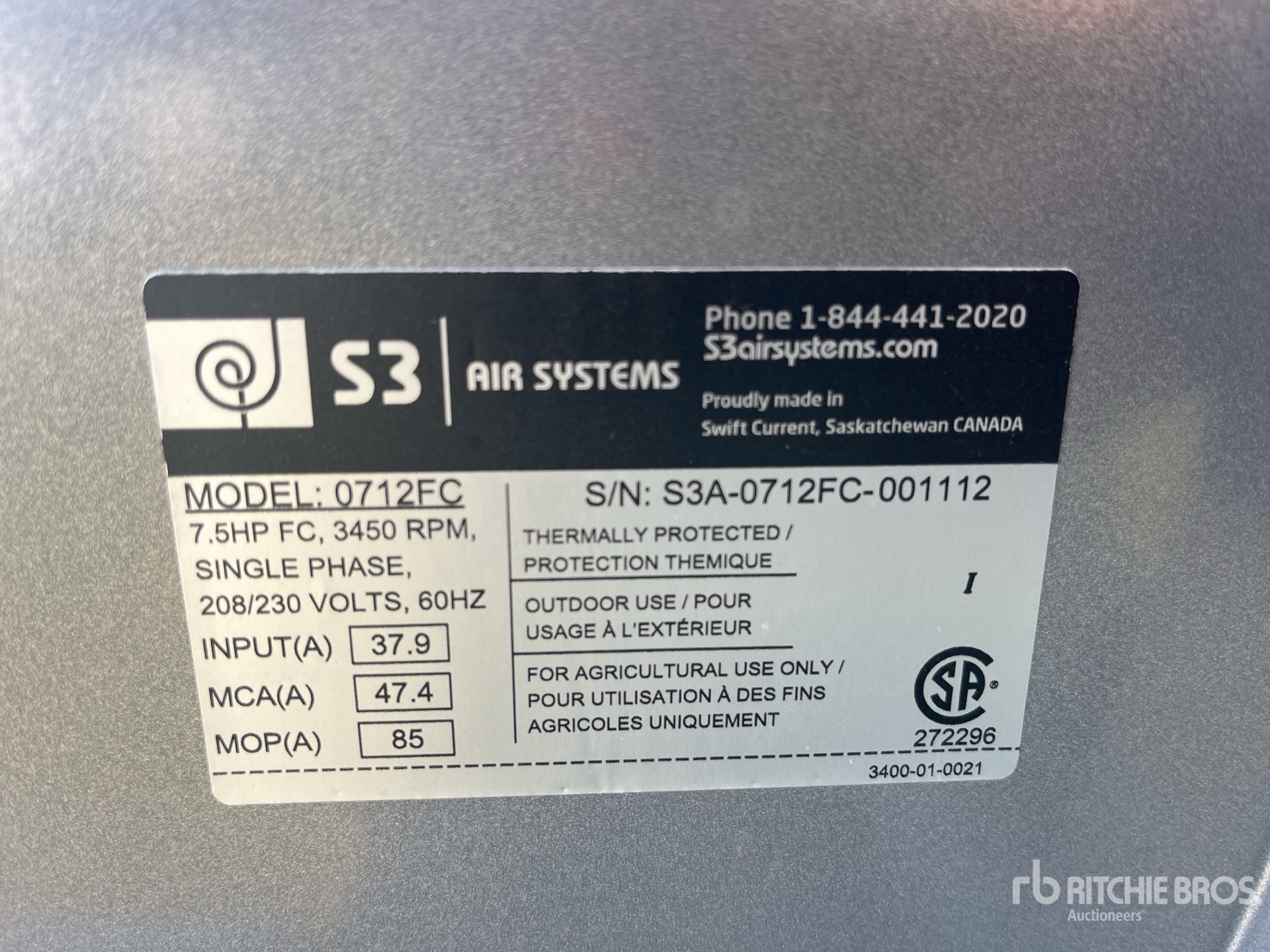 General Appearance with Serial Number / VIN