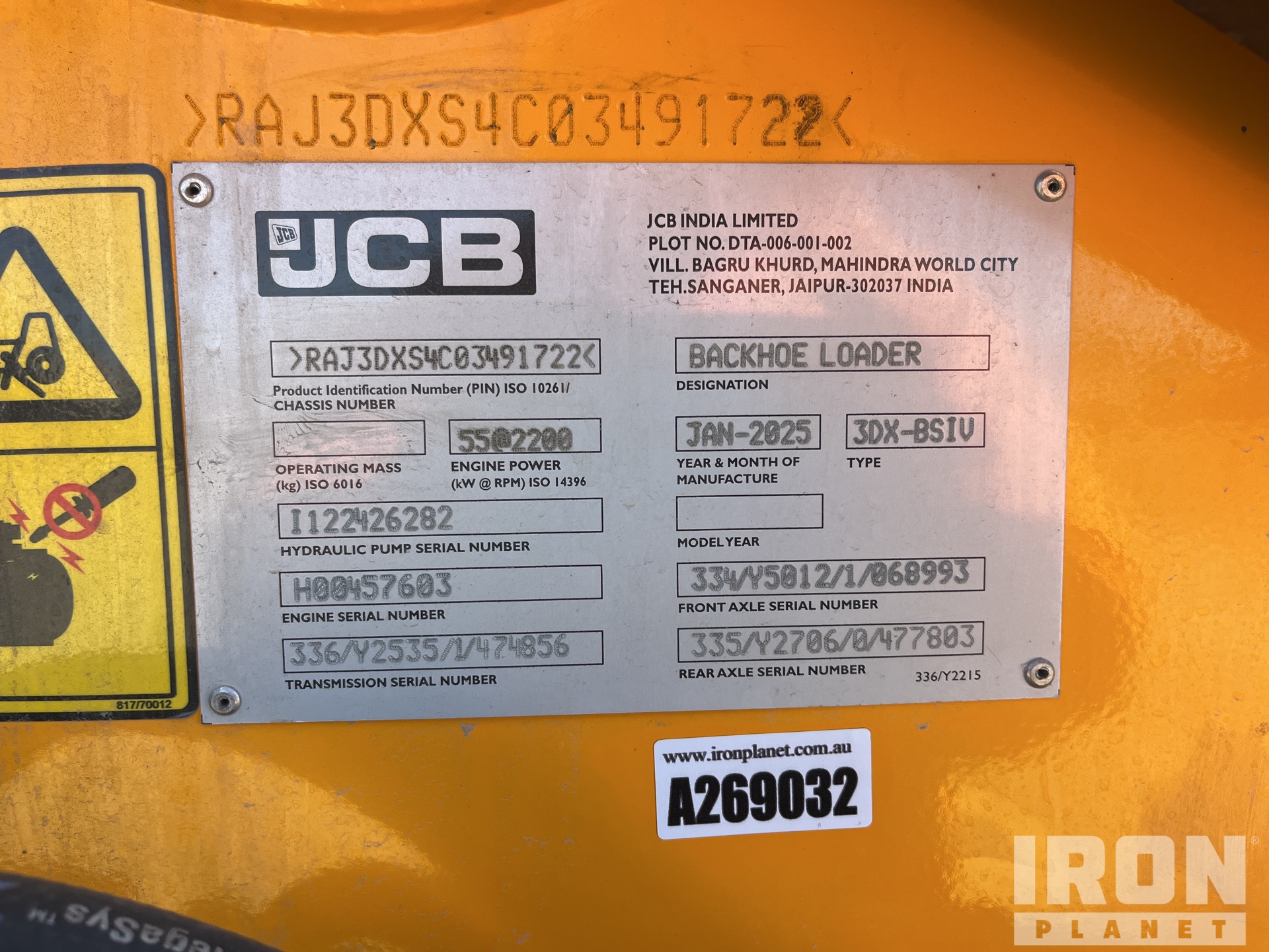 General Appearance with Serial Number / VIN