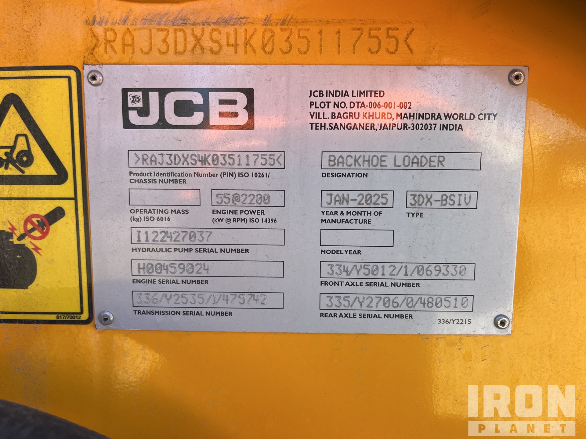 General Appearance with Serial Number / VIN