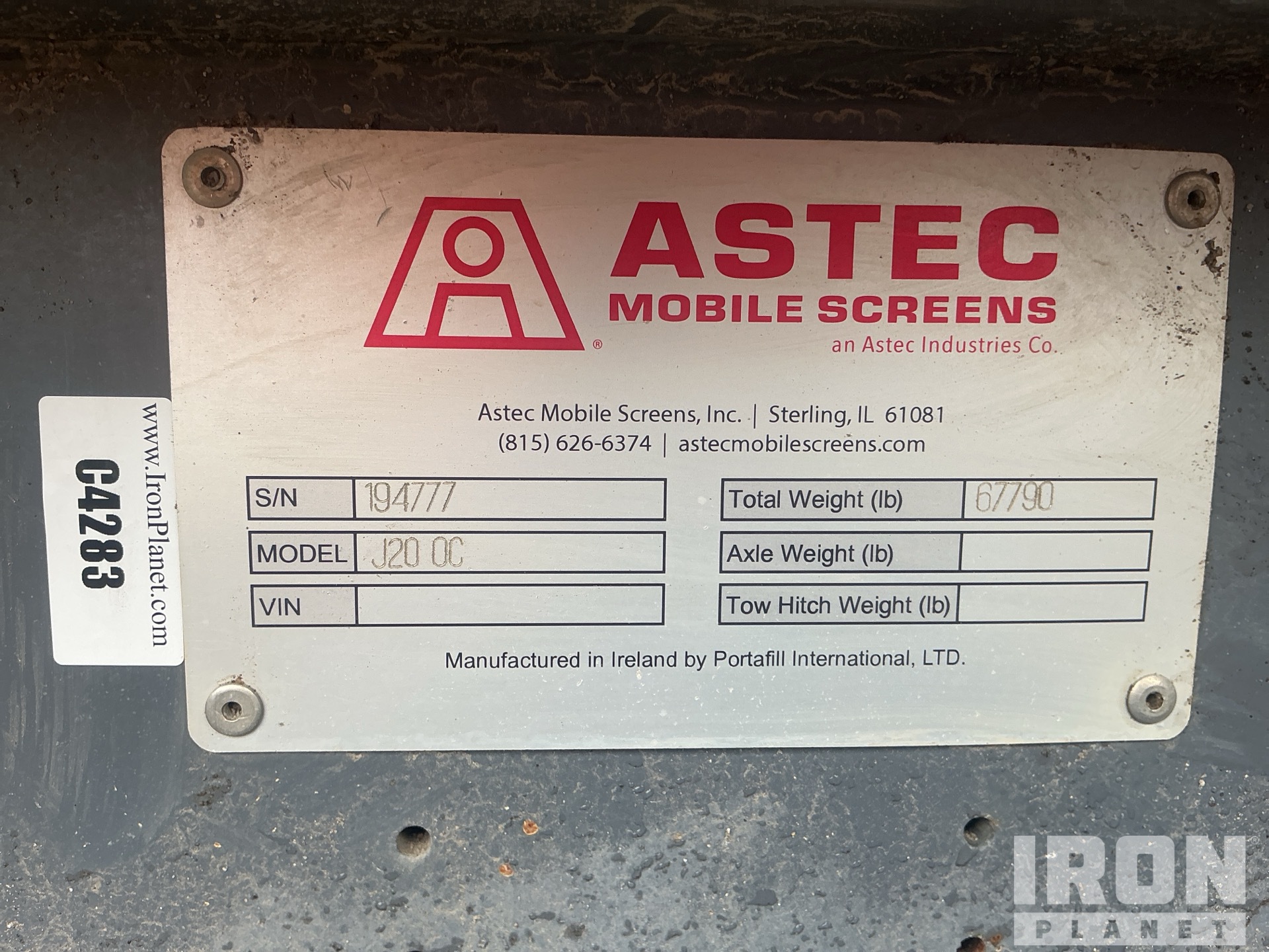 General Appearance with Serial Number / VIN