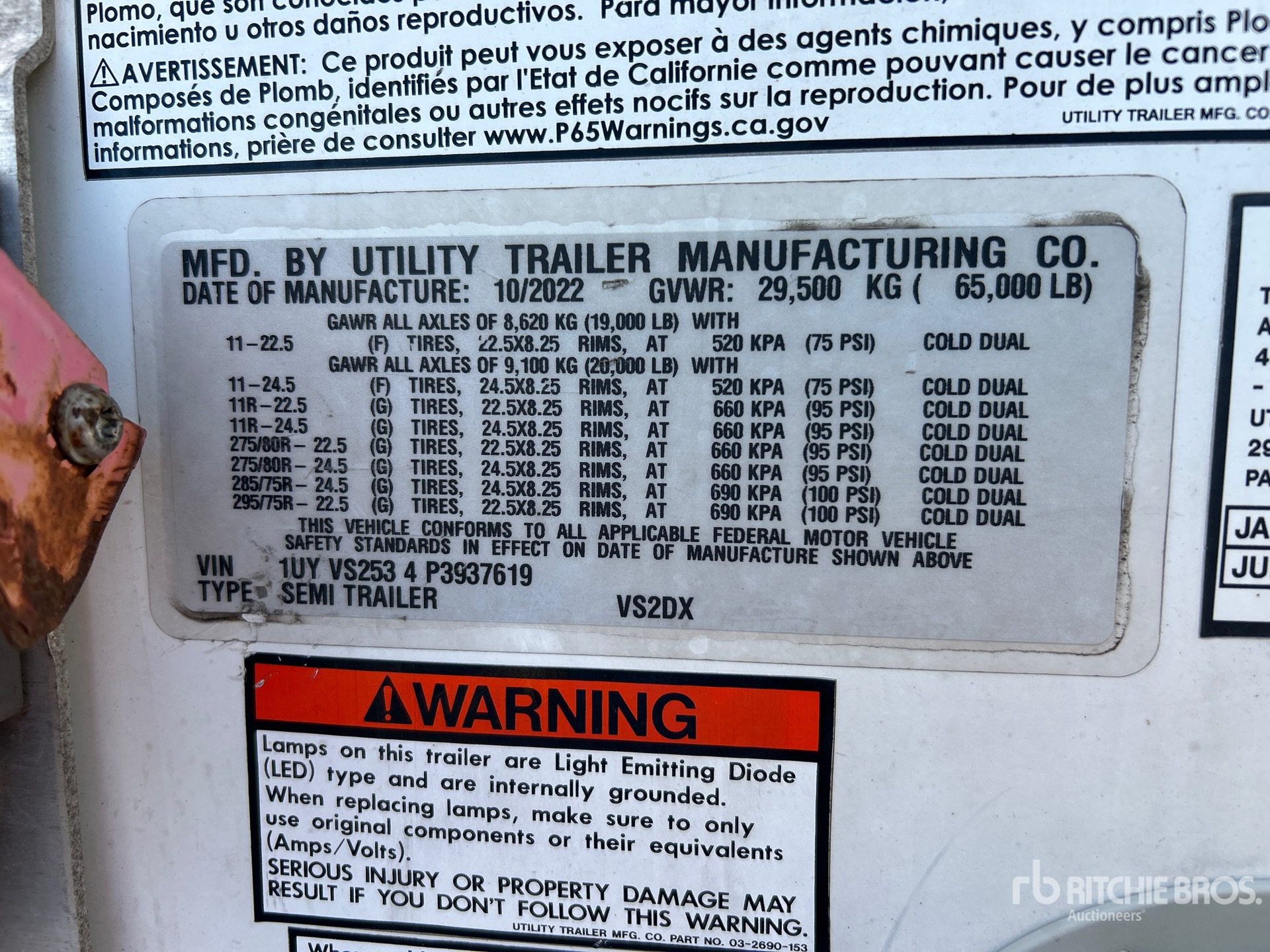 General Appearance with Serial Number / VIN