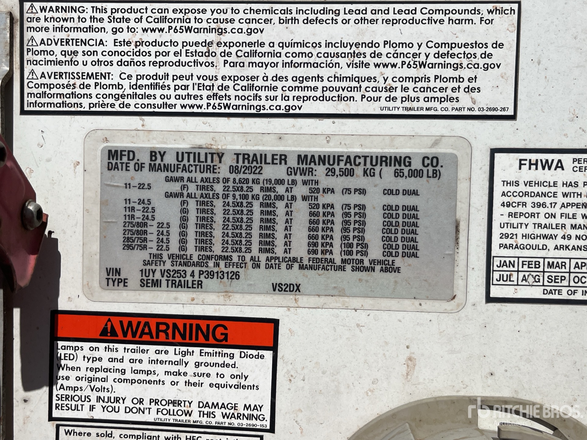 General Appearance with Serial Number / VIN