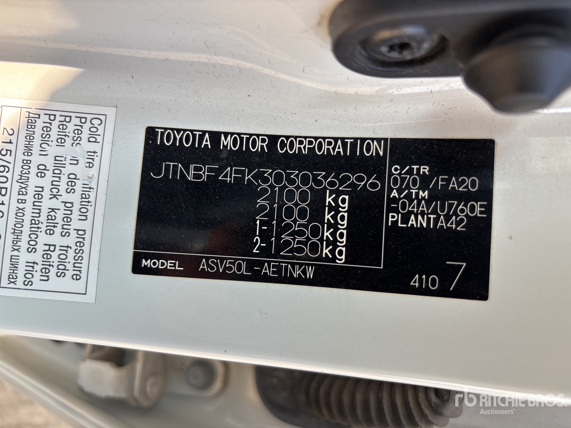 General Appearance with Serial Number / VIN