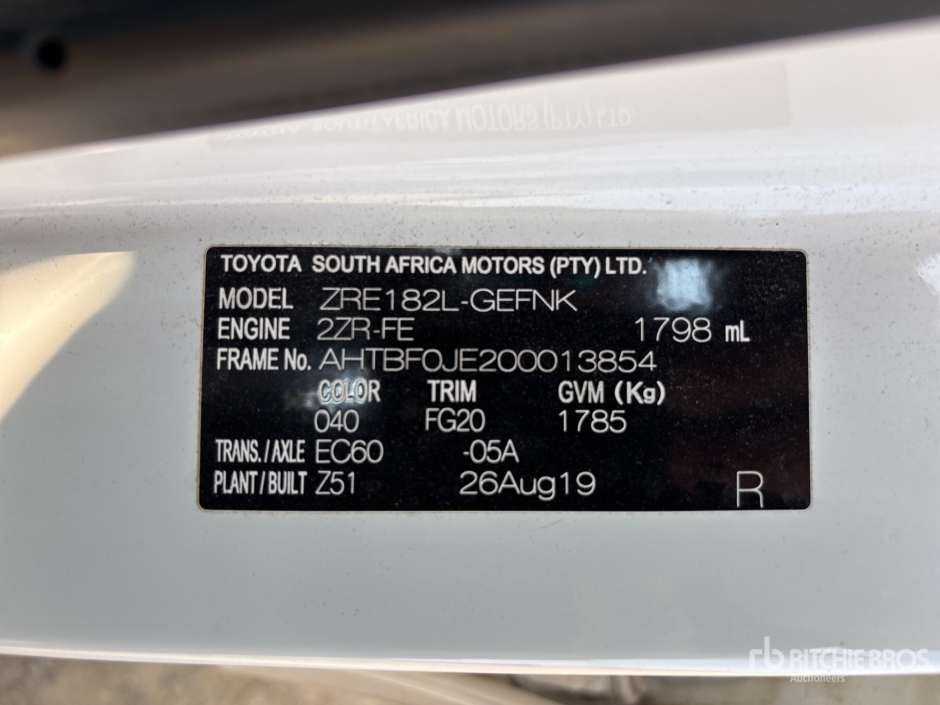 General Appearance with Serial Number / VIN