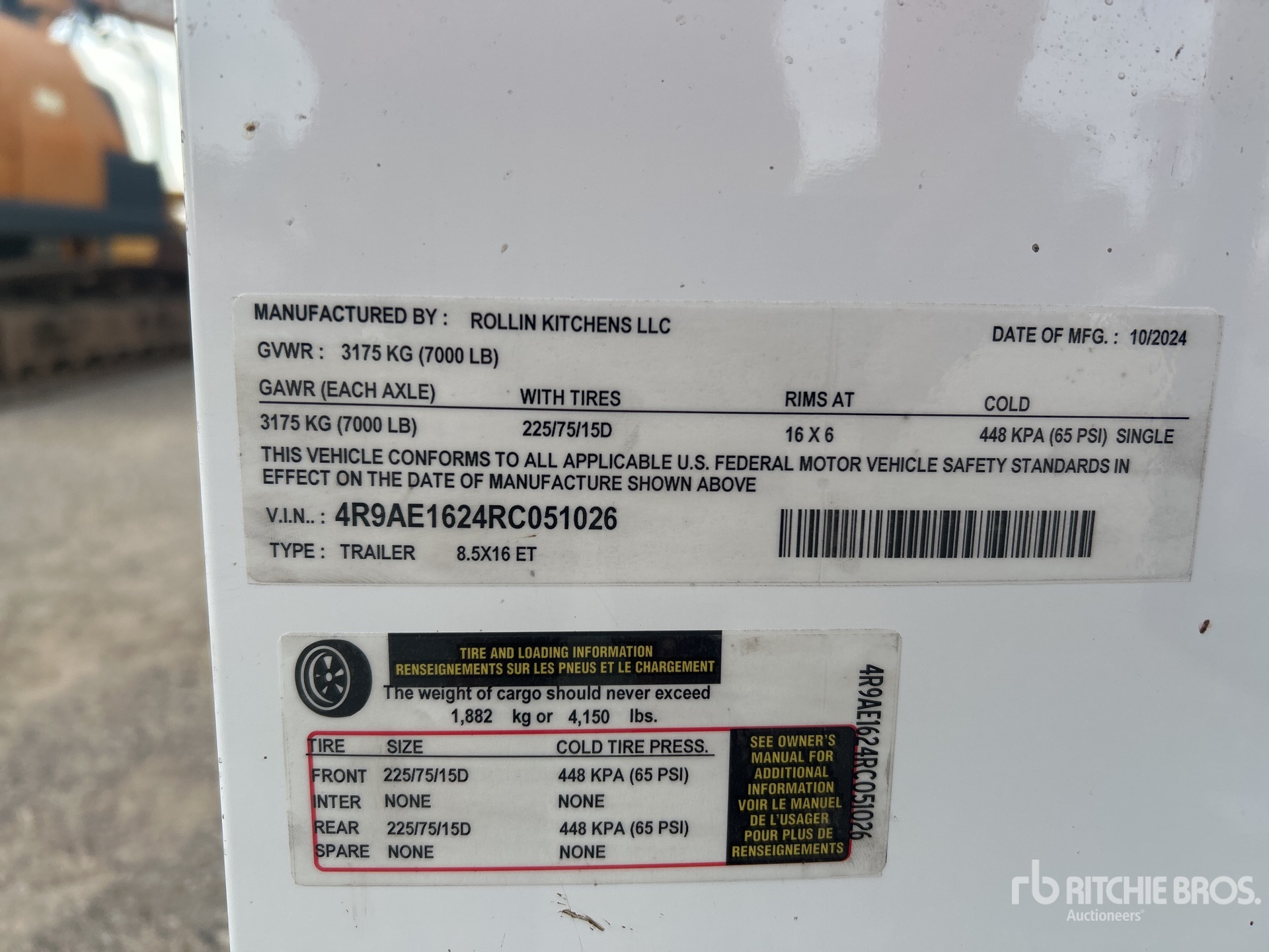 General Appearance with Serial Number / VIN