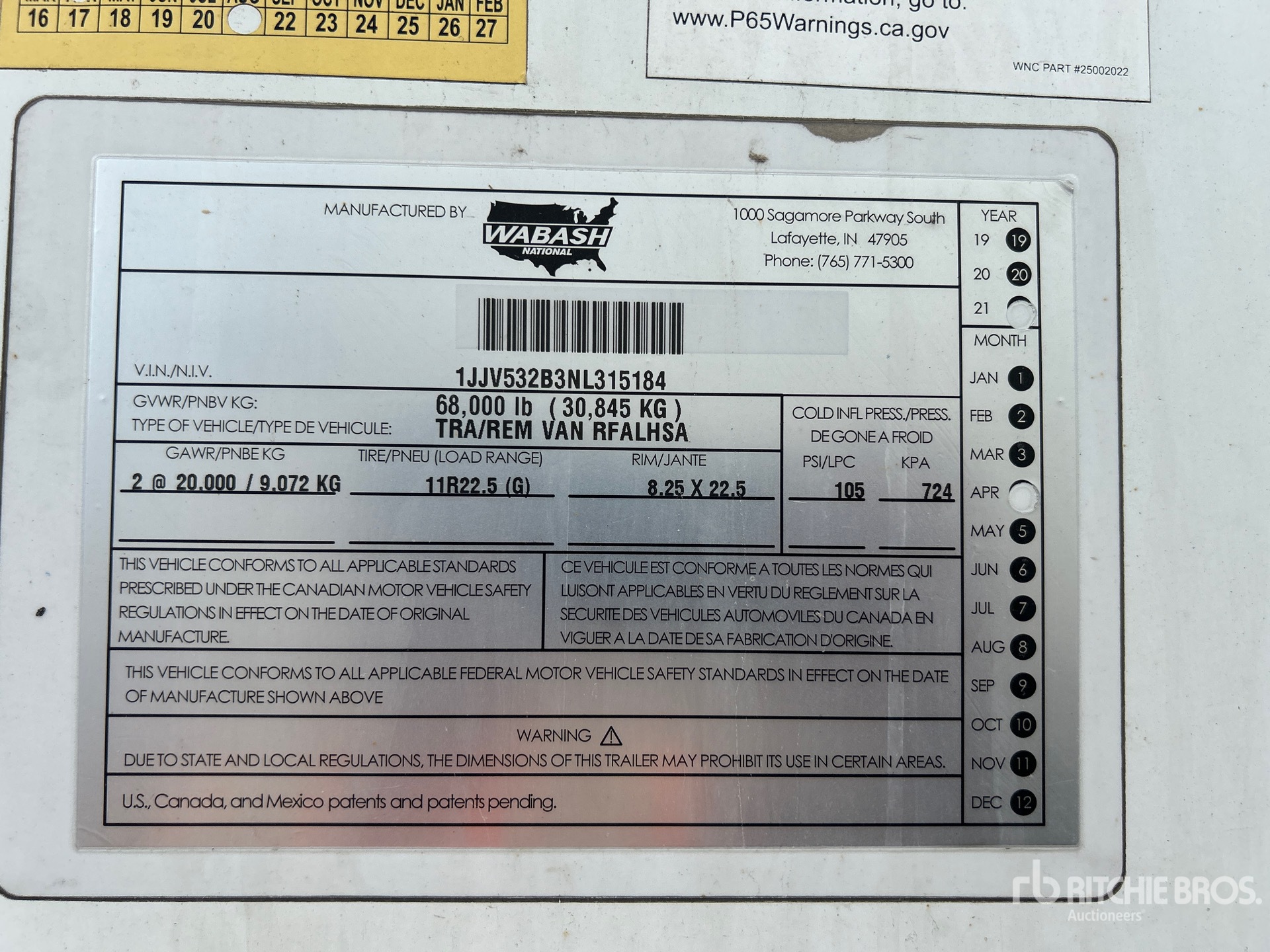 General Appearance with Serial Number / VIN