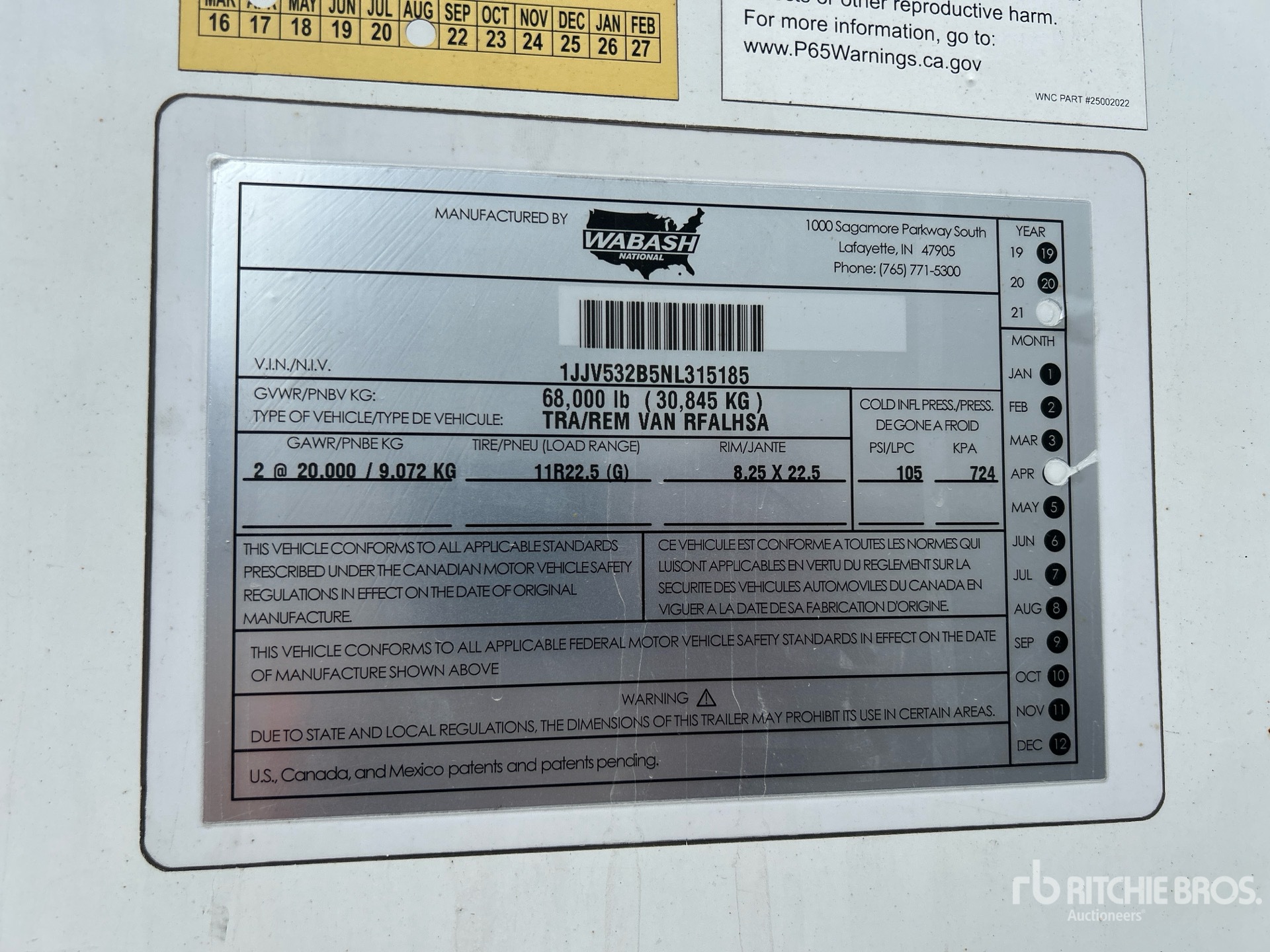 General Appearance with Serial Number / VIN