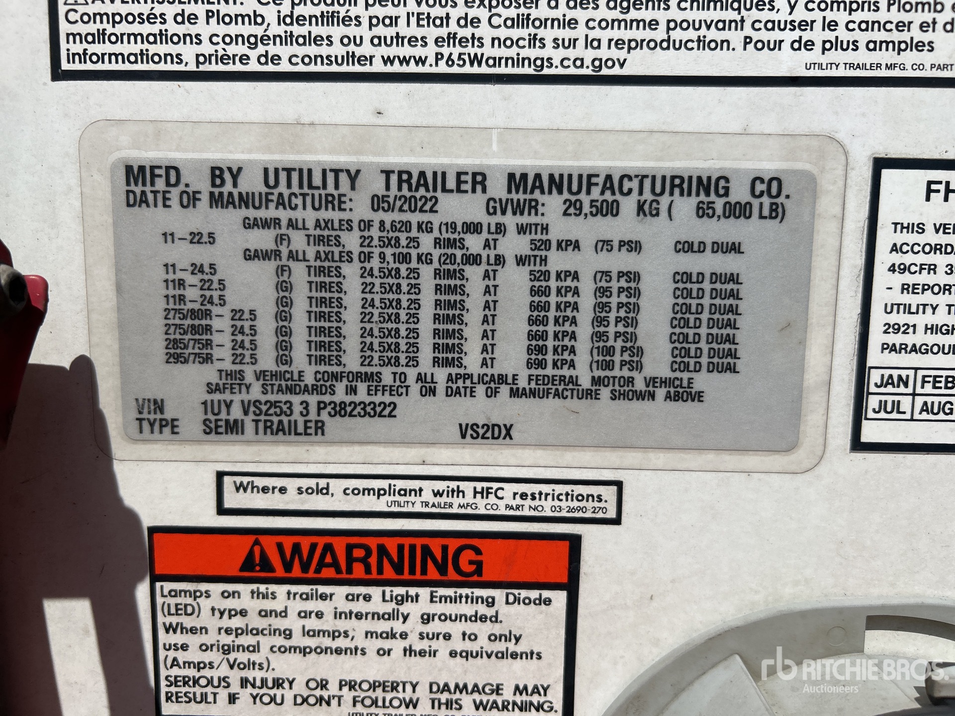 General Appearance with Serial Number / VIN