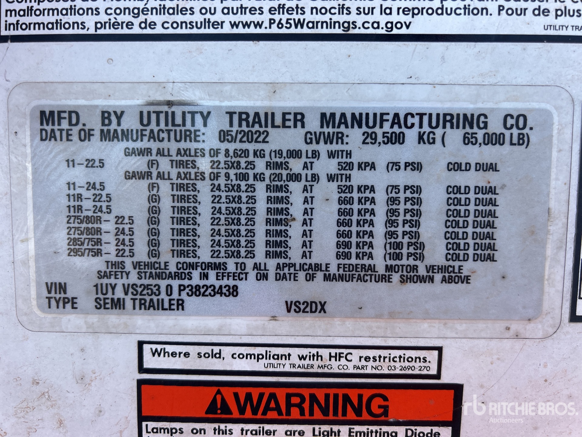 General Appearance with Serial Number / VIN