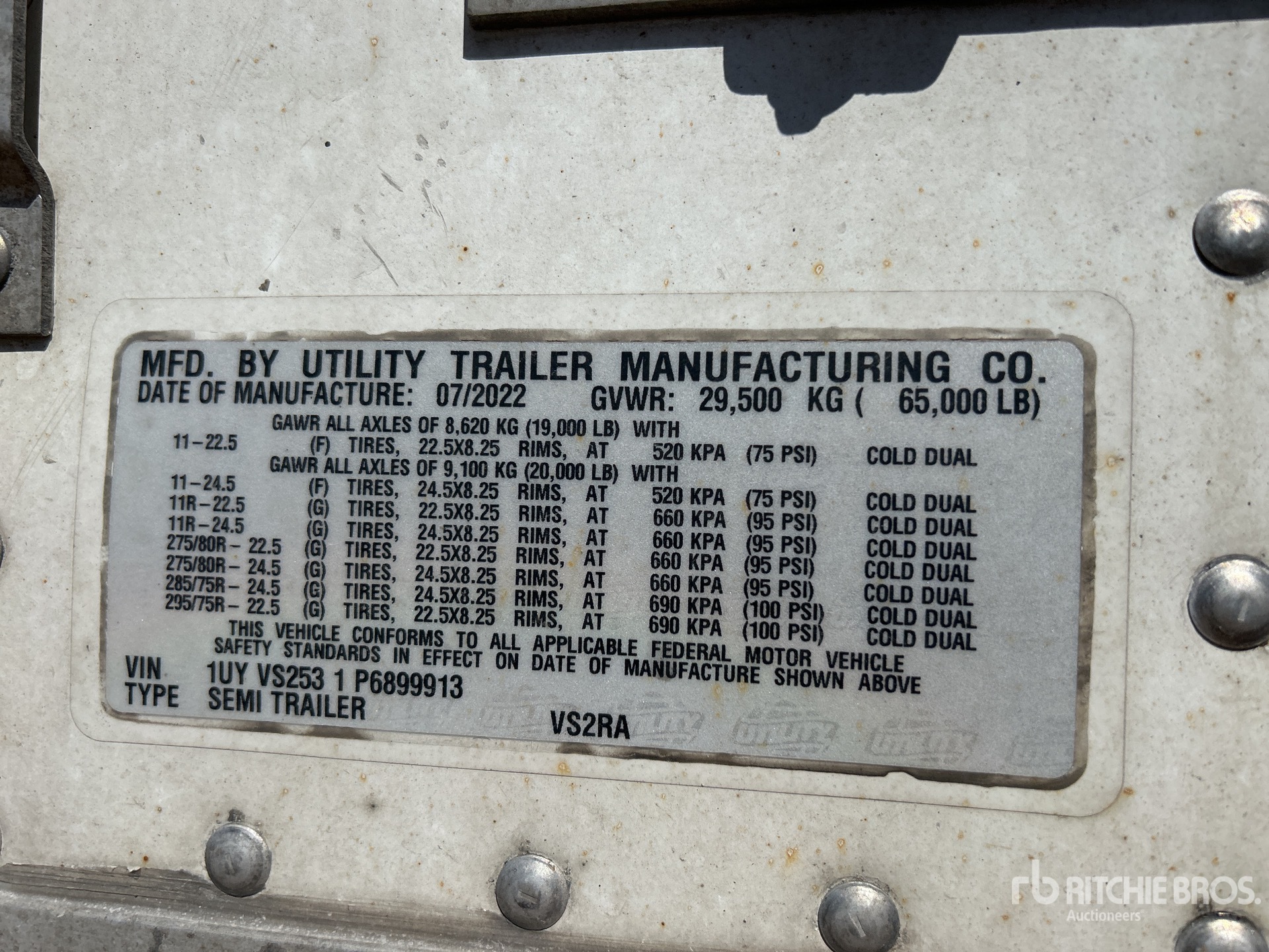 General Appearance with Serial Number / VIN