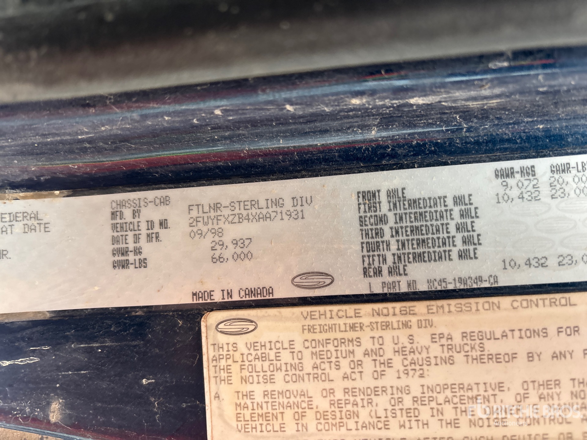 General Appearance with Serial Number / VIN