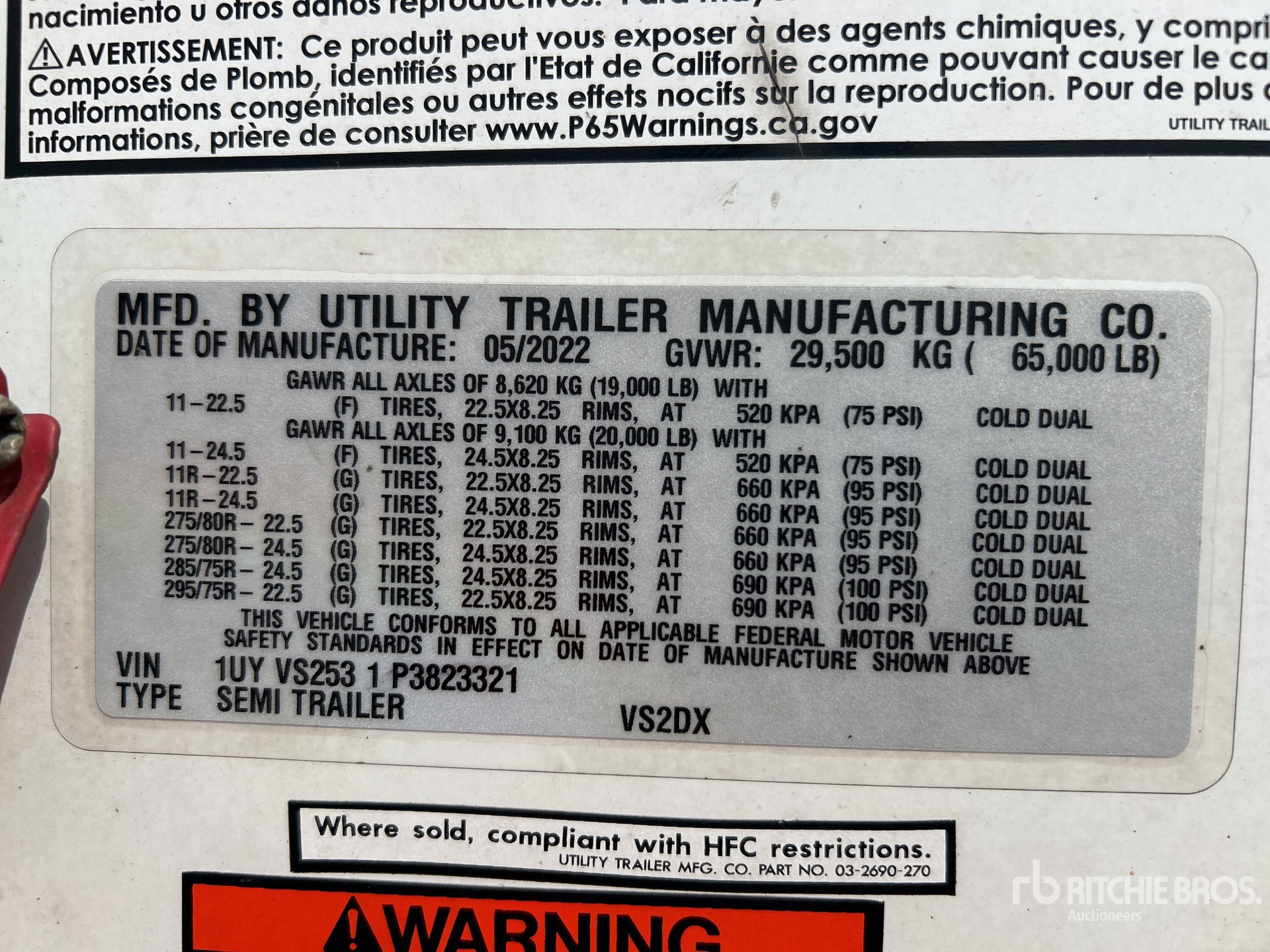 General Appearance with Serial Number / VIN