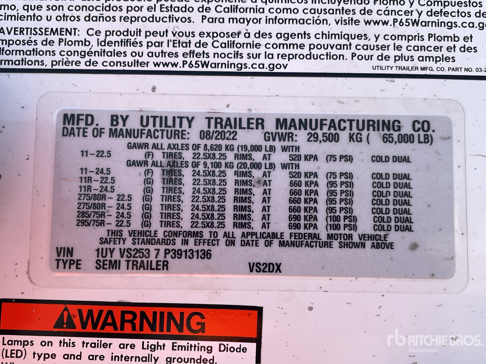 General Appearance with Serial Number / VIN