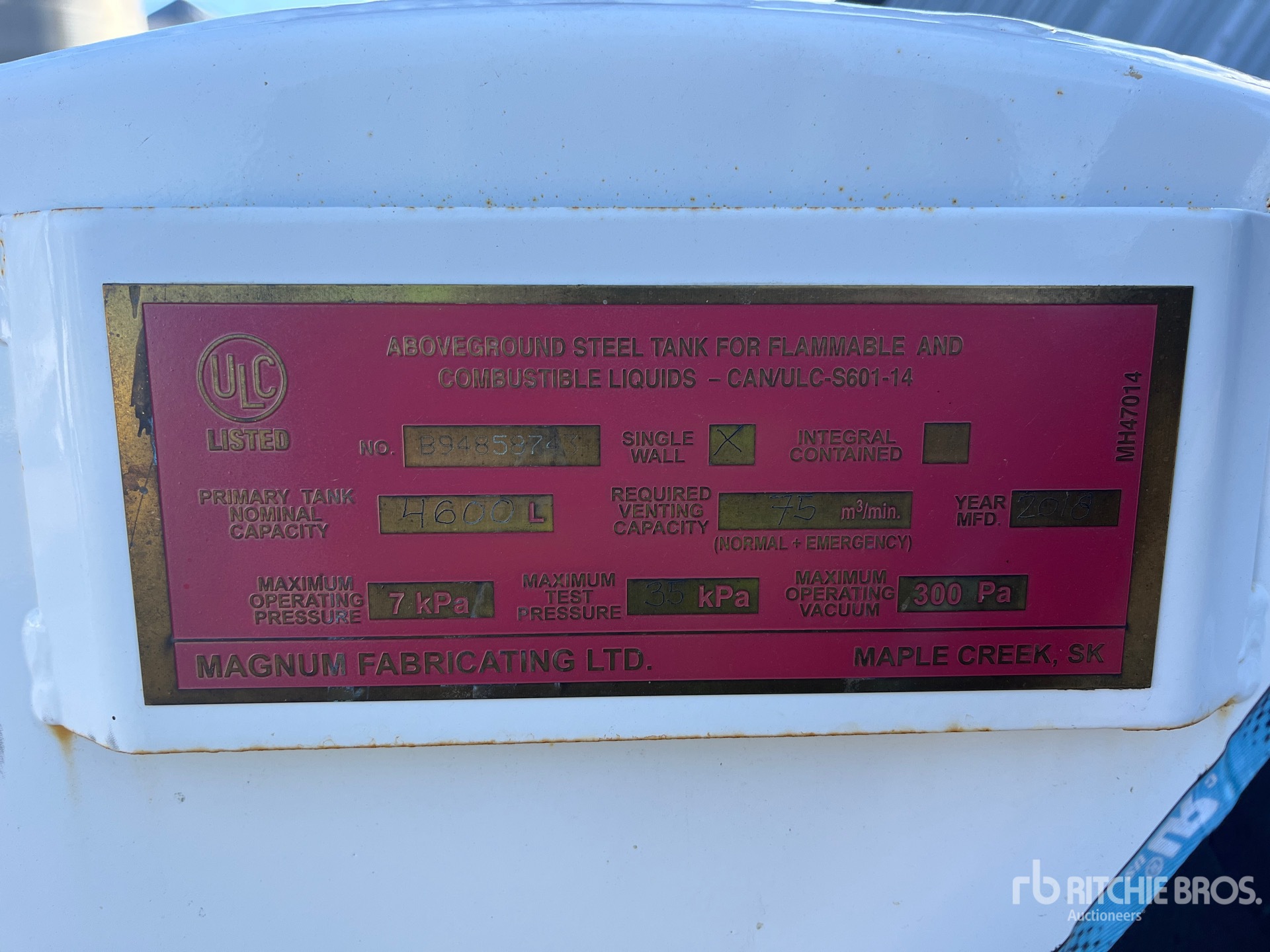 General Appearance with Serial Number / VIN