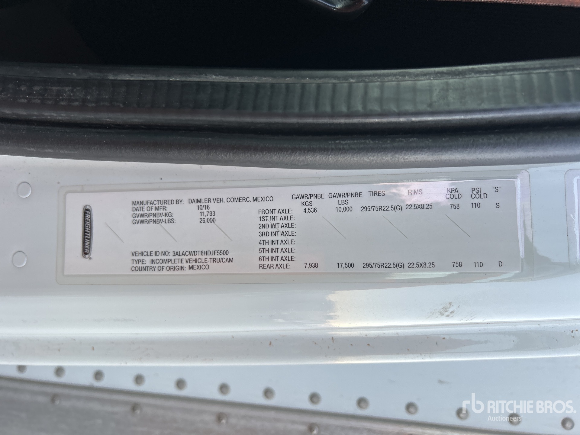 General Appearance with Serial Number / VIN
