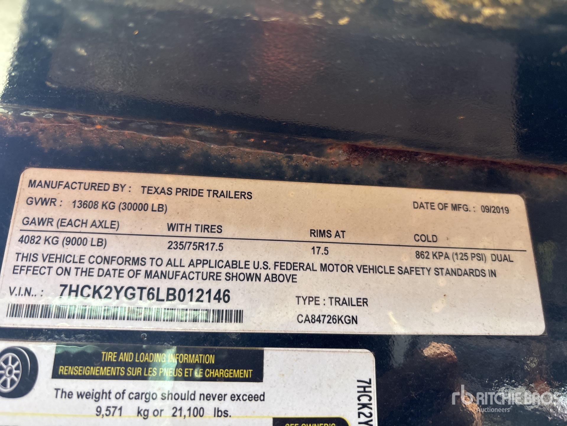 General Appearance with Serial Number / VIN