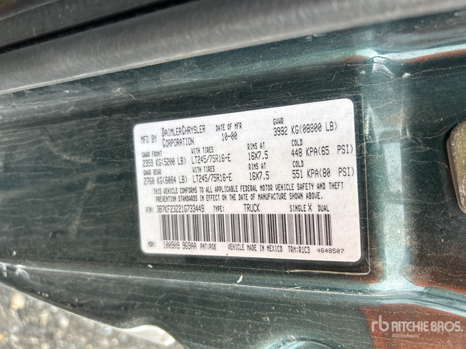 General Appearance with Serial Number / VIN