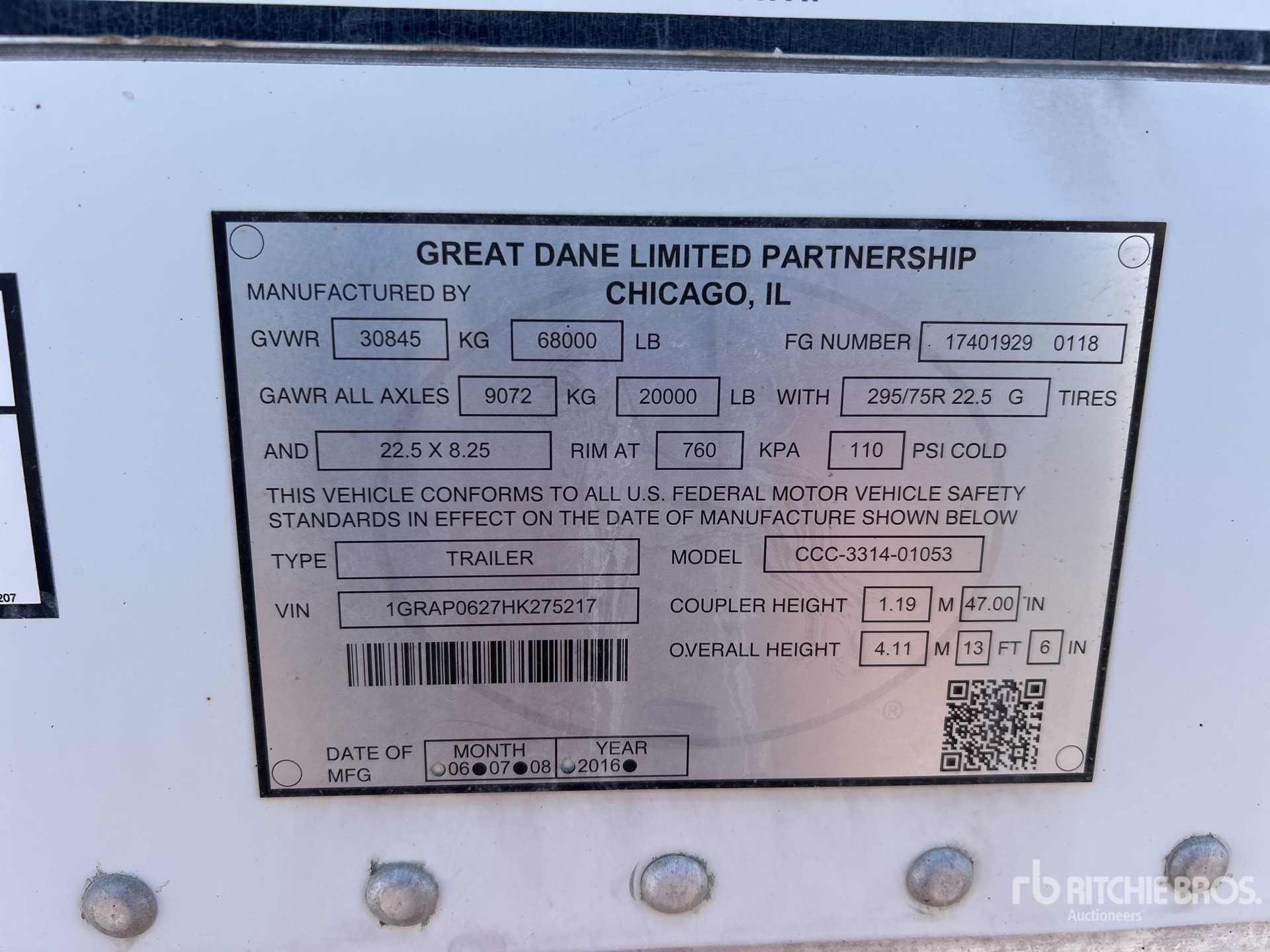 General Appearance with Serial Number / VIN