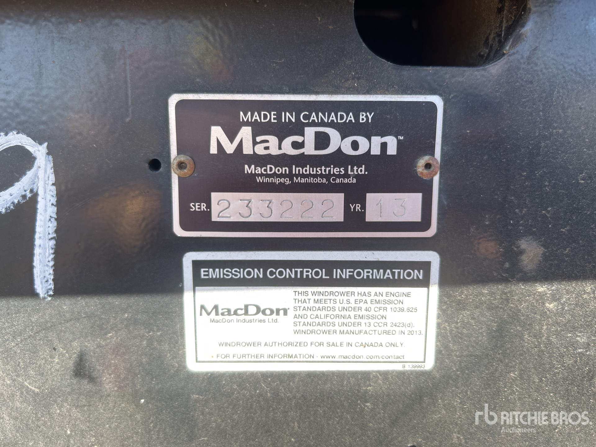 General Appearance with Serial Number / VIN