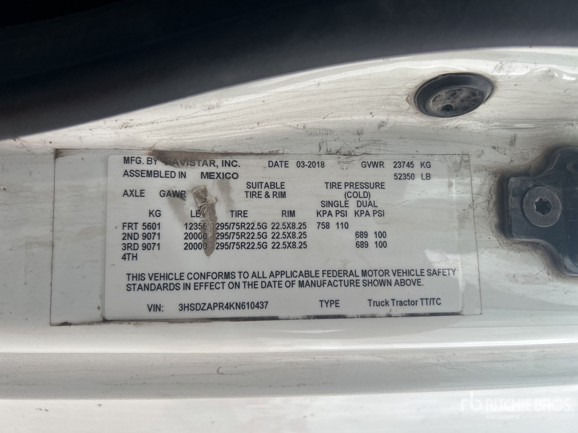 General Appearance with Serial Number / VIN