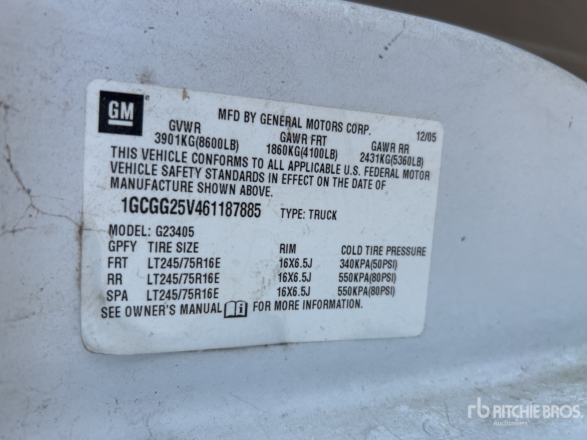 General Appearance with Serial Number / VIN