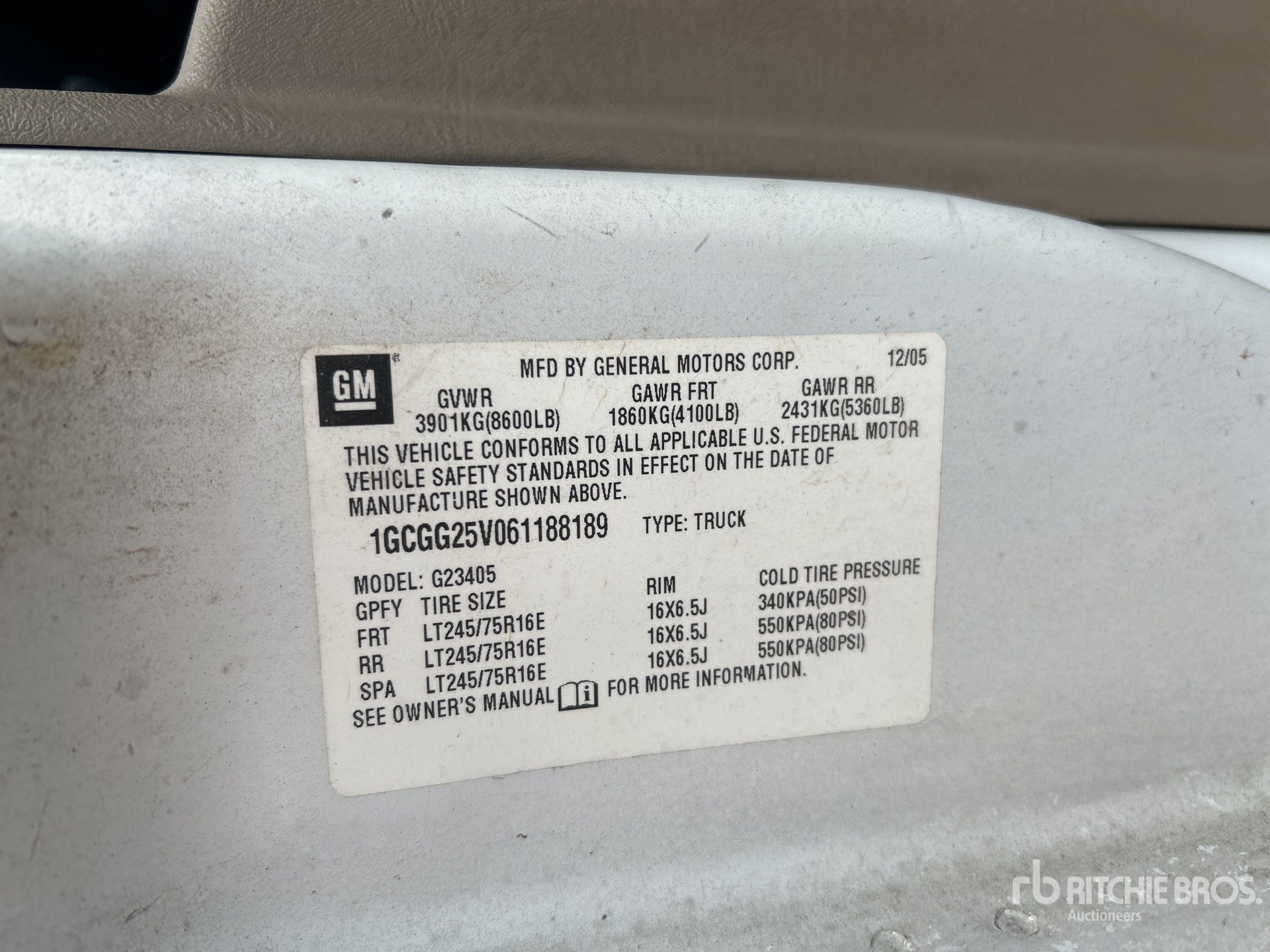 General Appearance with Serial Number / VIN